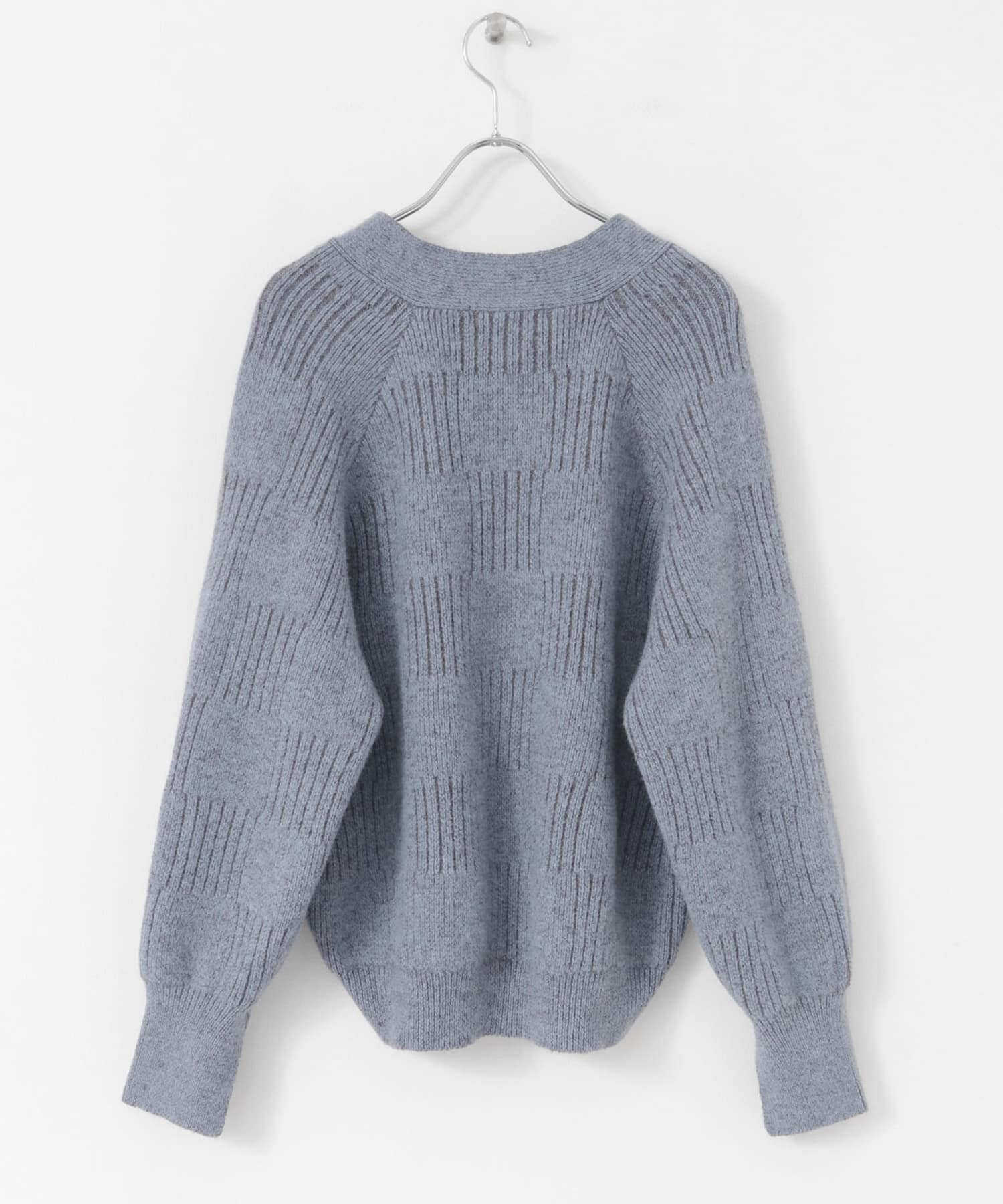 Vネック配色スクエアパターンニット(FREE ブルー系): トップス｜URBAN