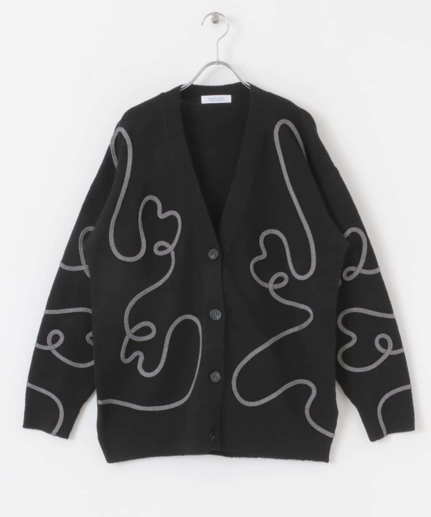 コード刺繍Vネックカーディガン