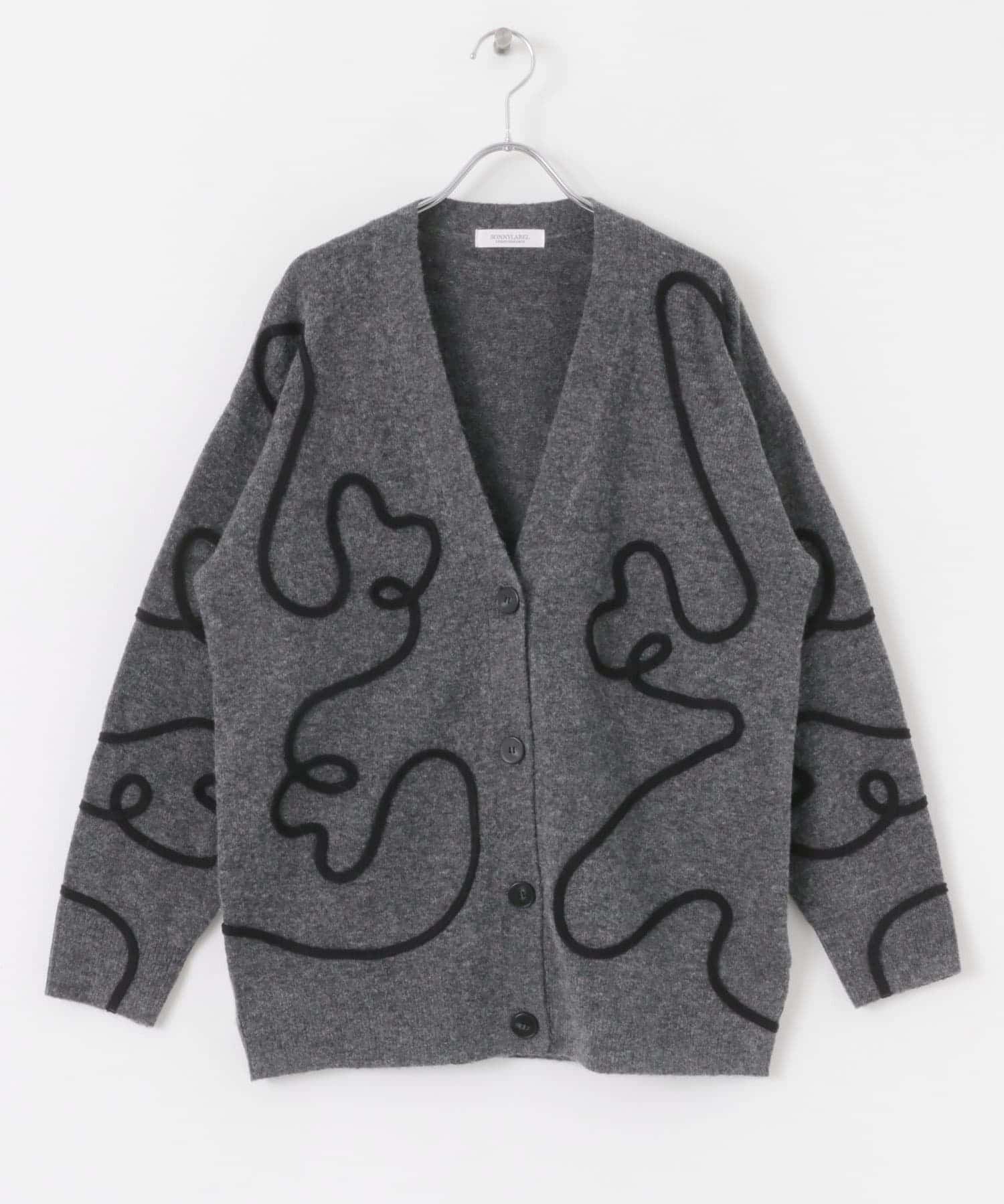 コード刺繍Vネックカーディガン