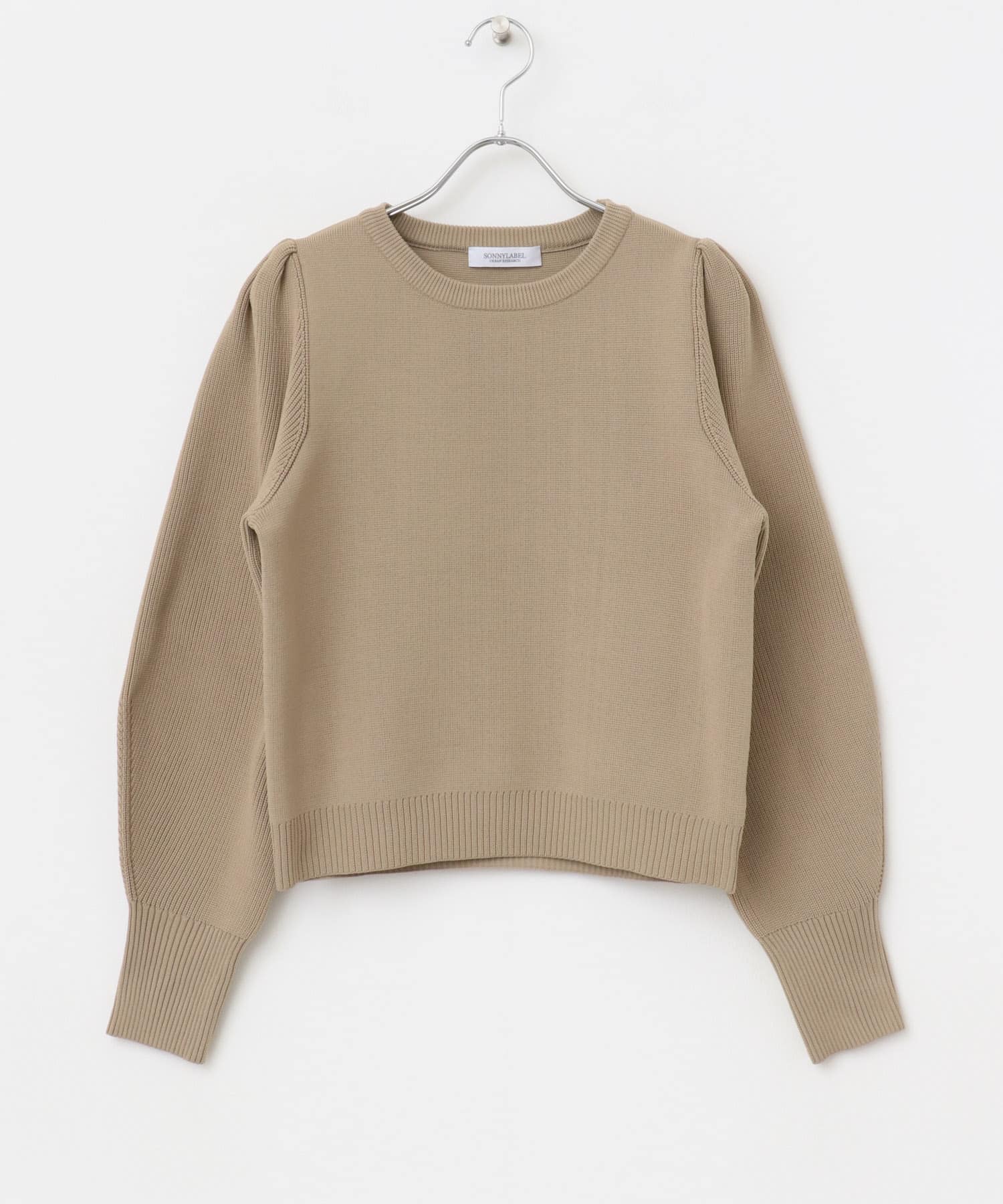 ボリュームスリーブニットプルオーバー ベージュ FREE