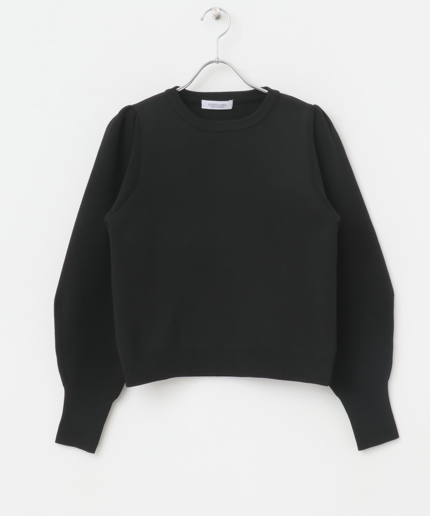 ボリュームスリーブニットプルオーバー ブラック FREE