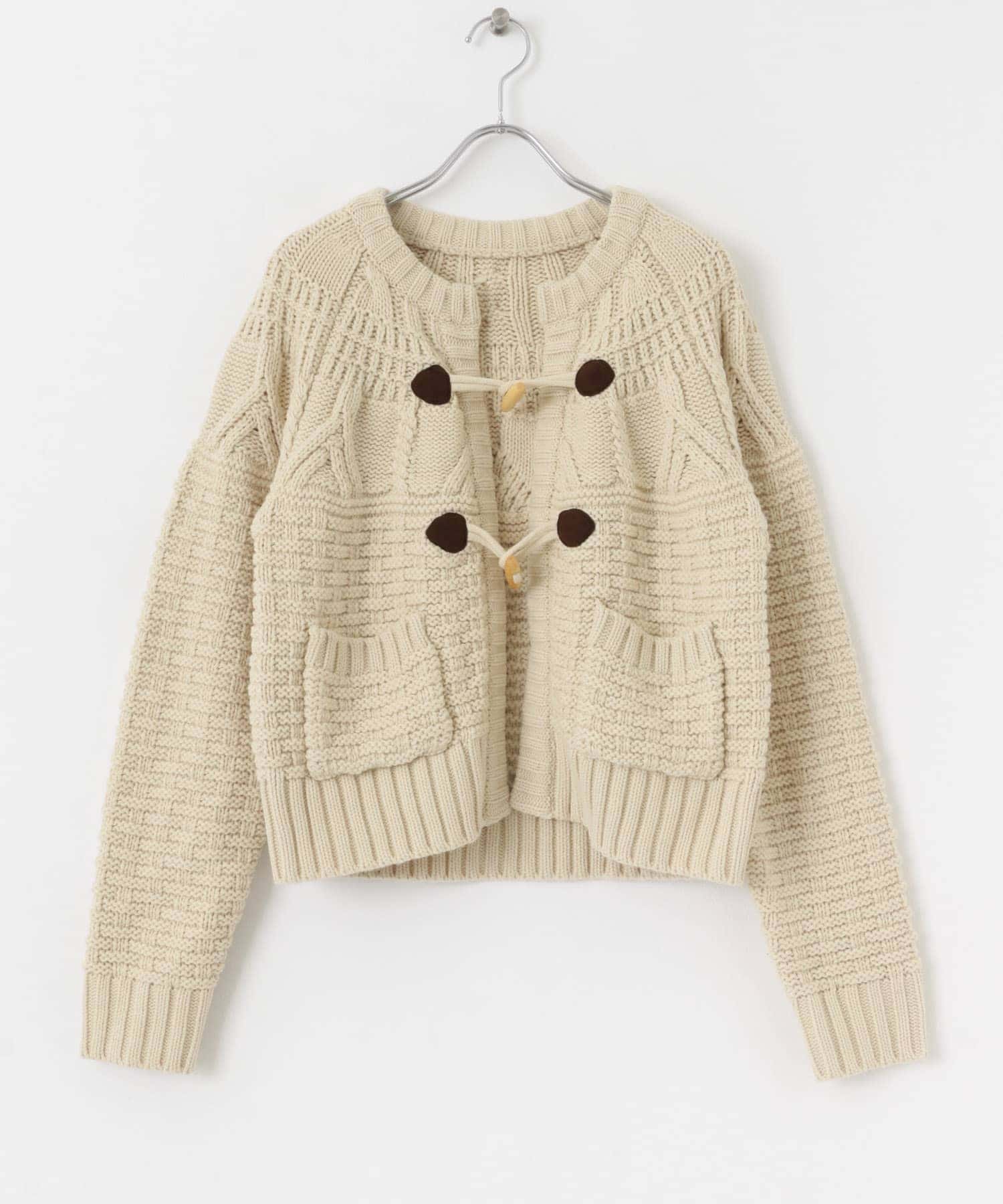 MIXケーブルクルーネックガウンニット