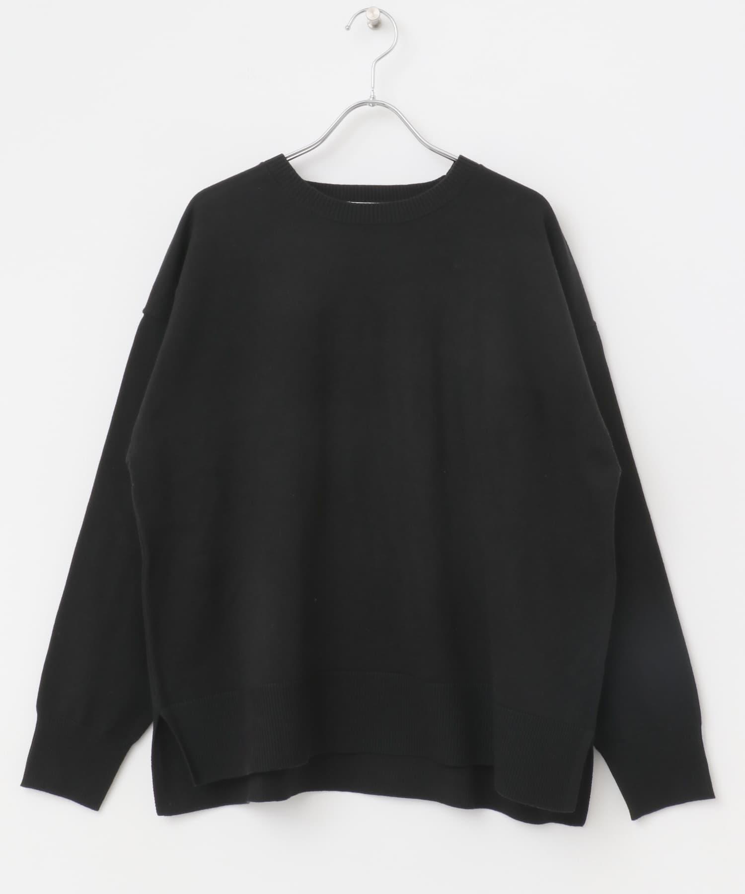 毛玉防止/洗濯可』サイドスリットハイゲージプルオーバー(FREE ブルー