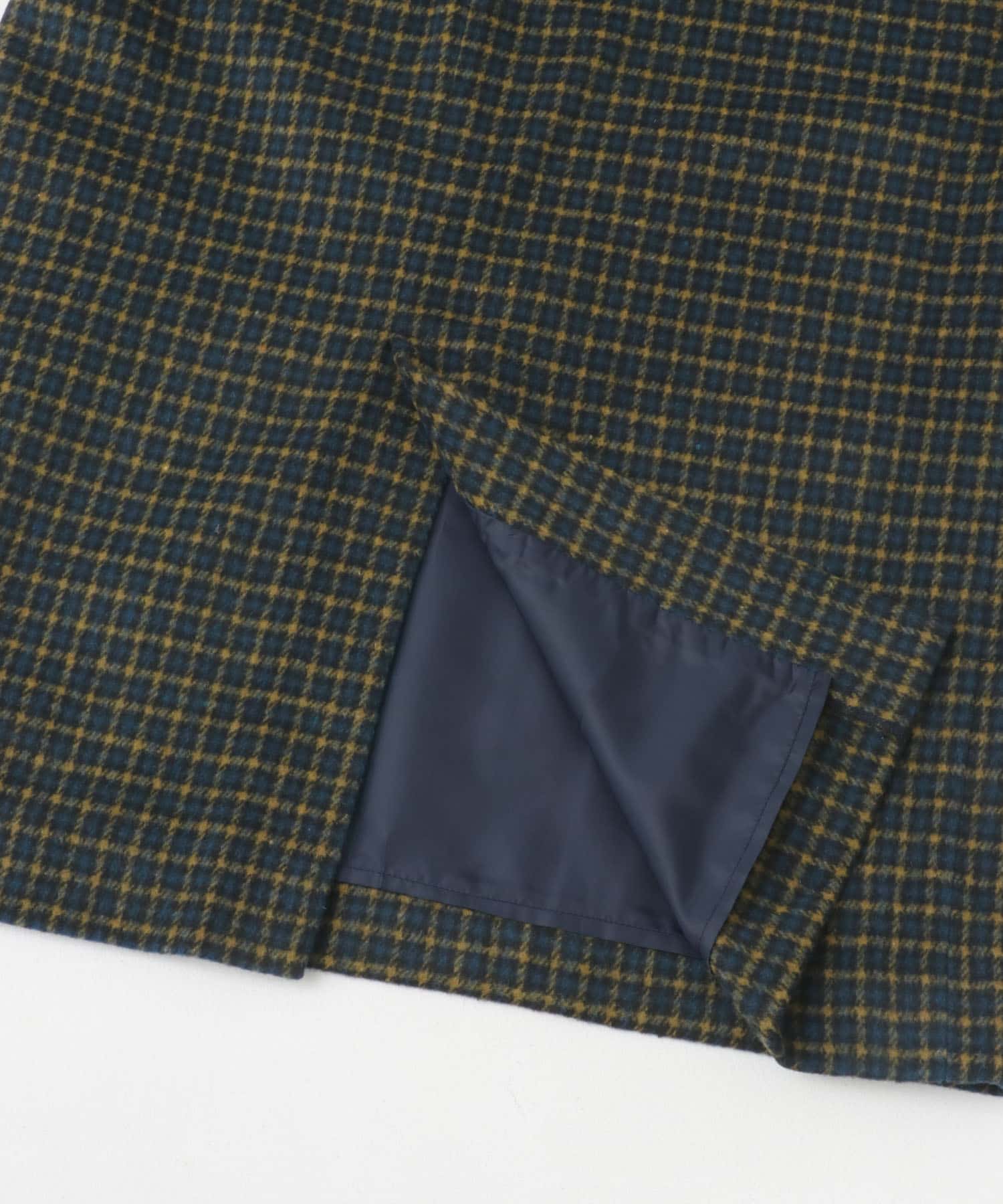 チェックIラインスカート ブルー系 36