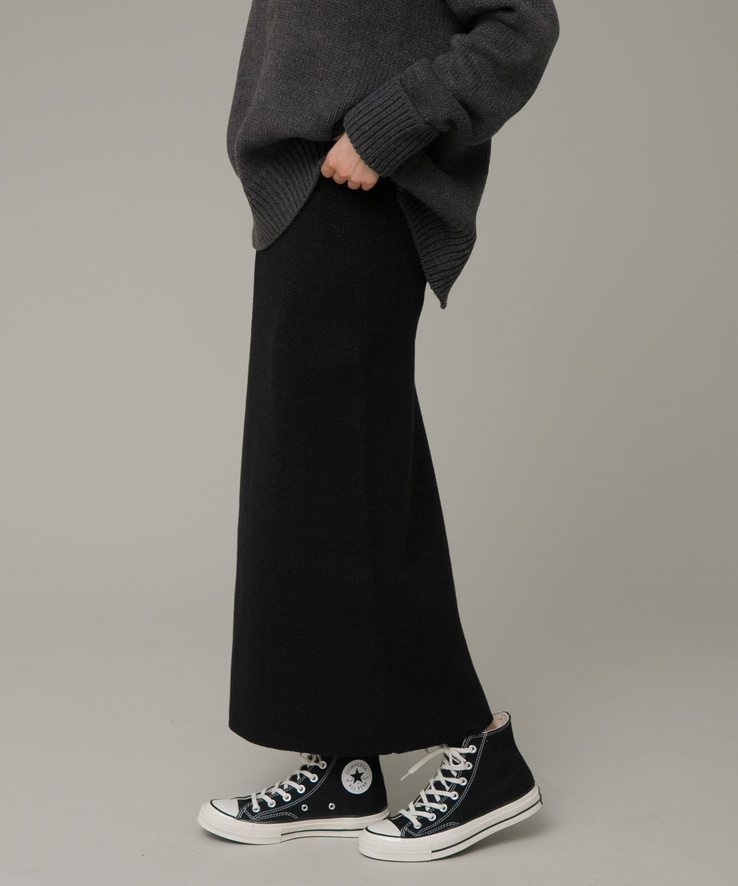 『洗濯可』ラメニットリブロングスカート