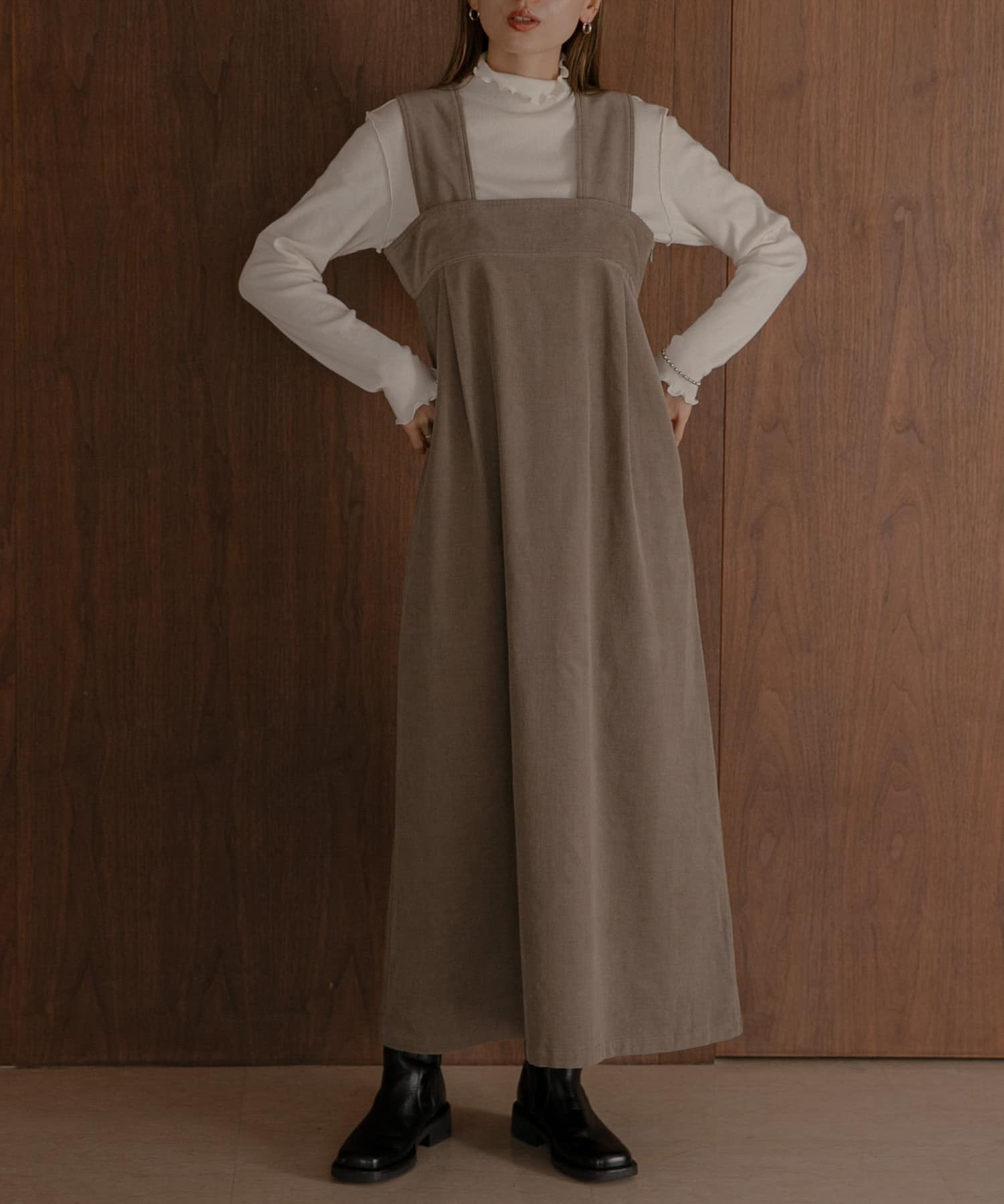 AUBREY by ANDREA&Co. ベルテッドコーデュロイワンピース AUBREY by