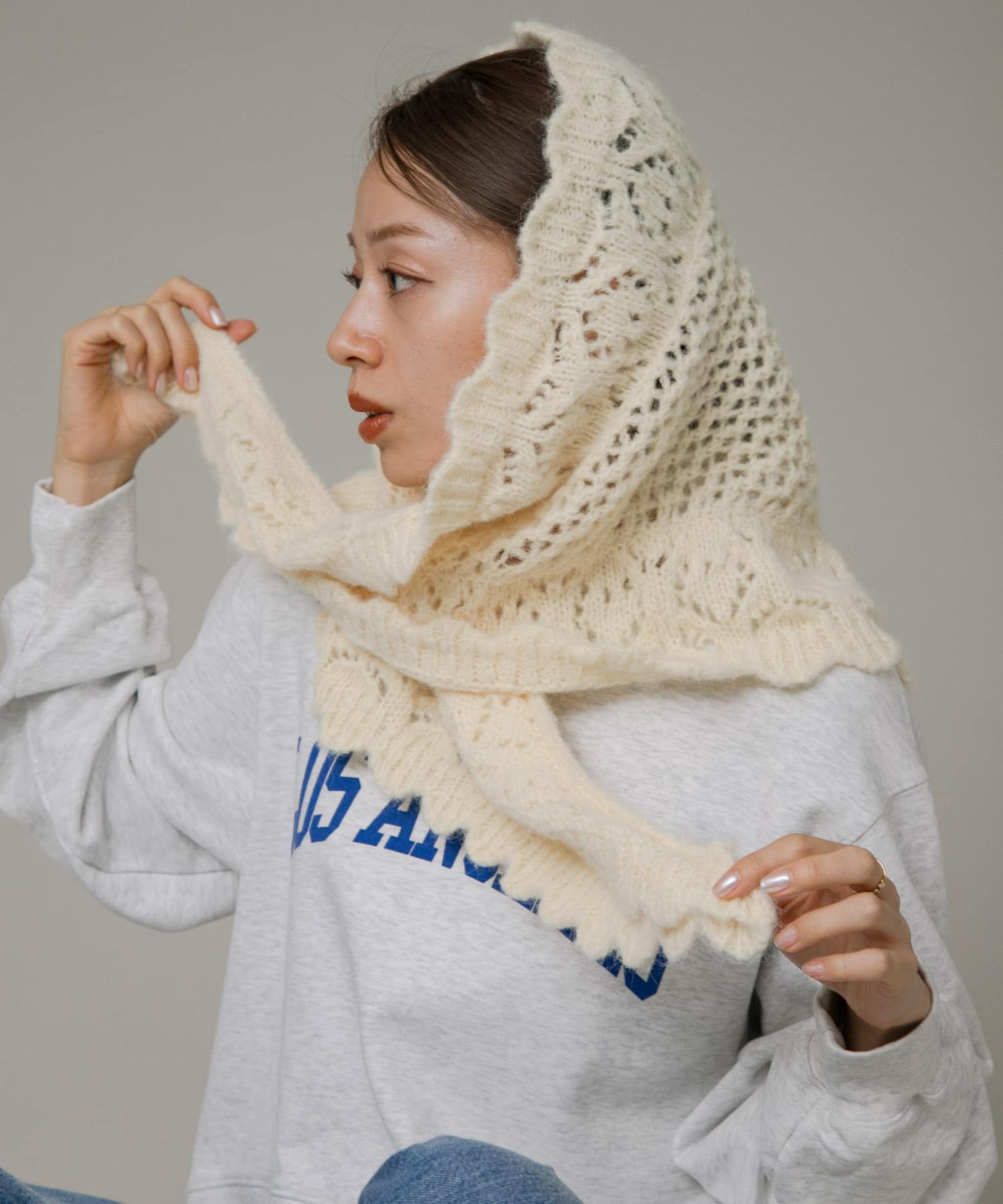 【新品・未使用】ETRE TOKYO へアリーニットストール ETRE TOKYO ストール マフラー バルキーヤーンハンドニット