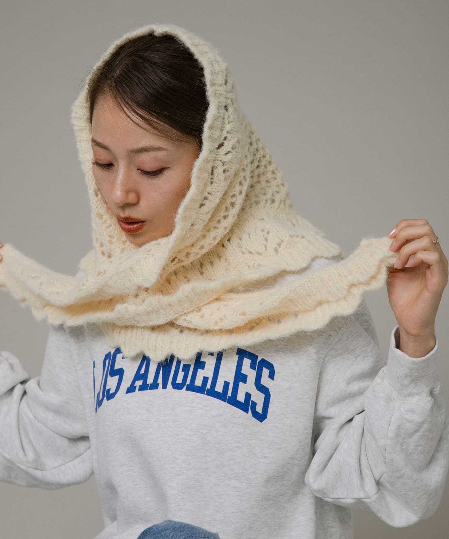 クロシェライクニットストール バター one