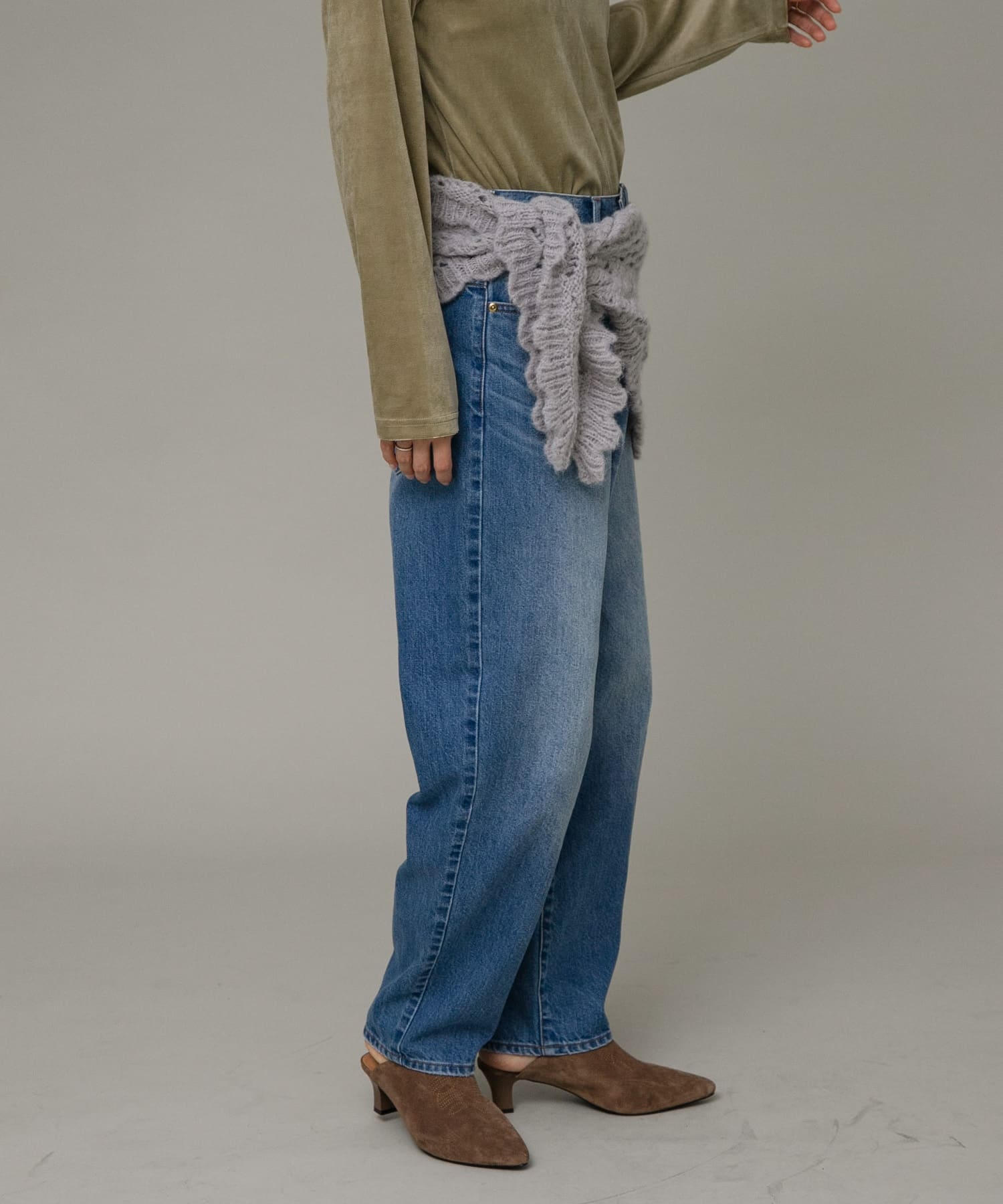 クロシェライクニットストール グレー one