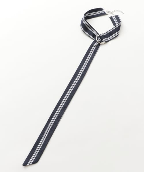 ストライプスカーフネックレス∴ ブラック系 one