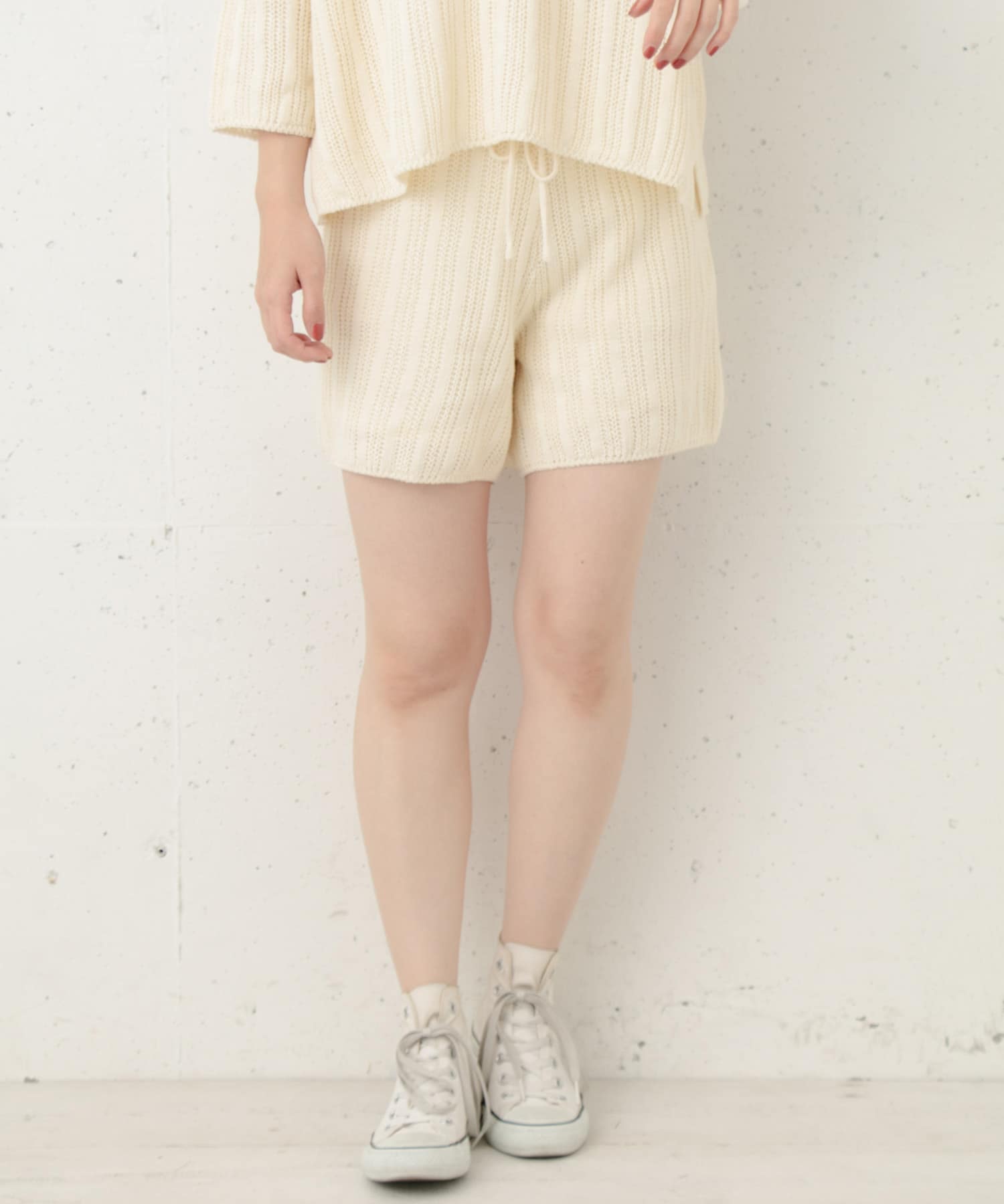 リネンコットン畦ニットパンツ∴