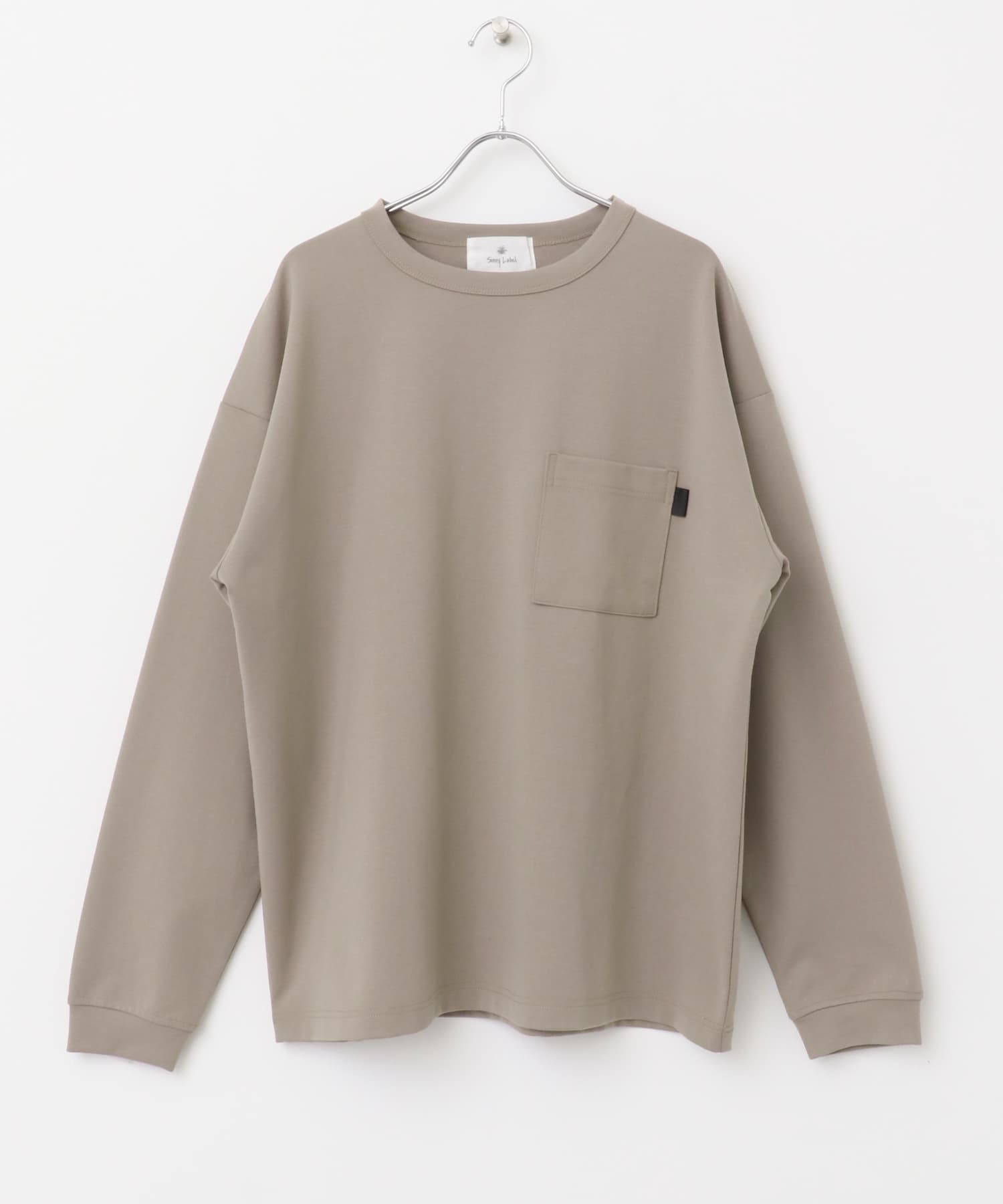 ポンチポケット付ロングスリーブTシャツ グレージュ M