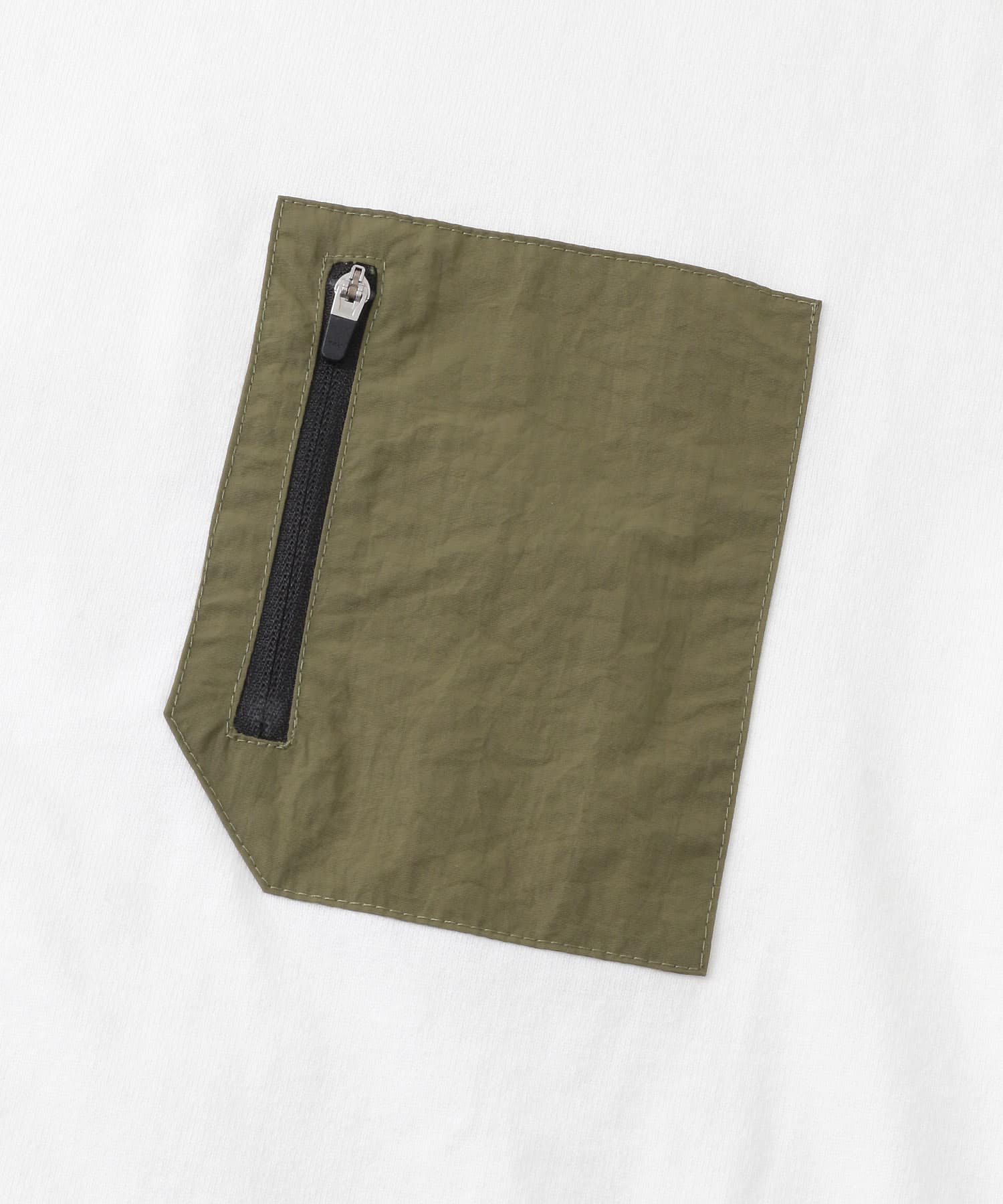 ナイロンポケット切替ロングスリーブTシャツ ホワイト M