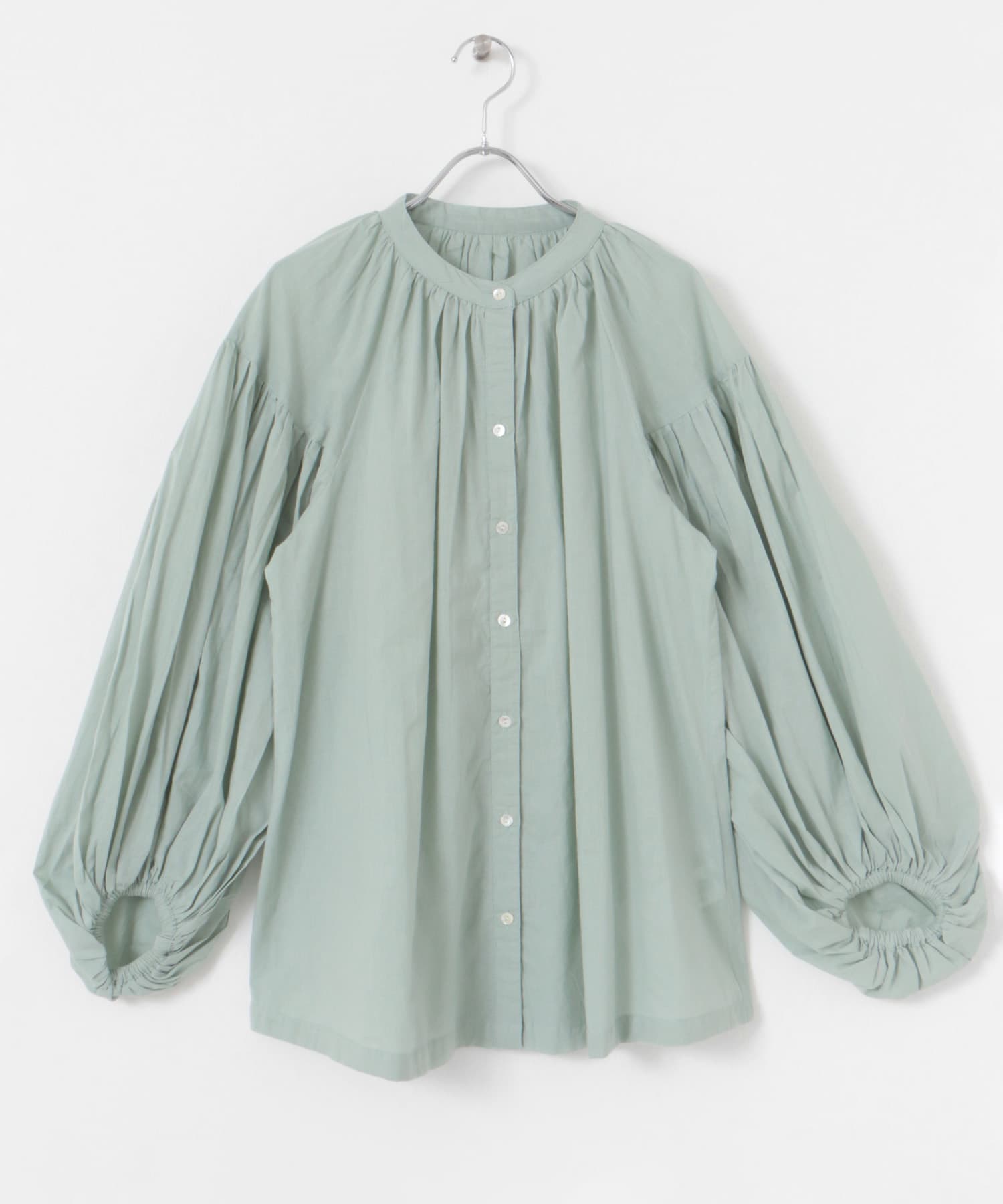 エアリーコットンボイルギャザーブラウス(FREE ミント): トップス
