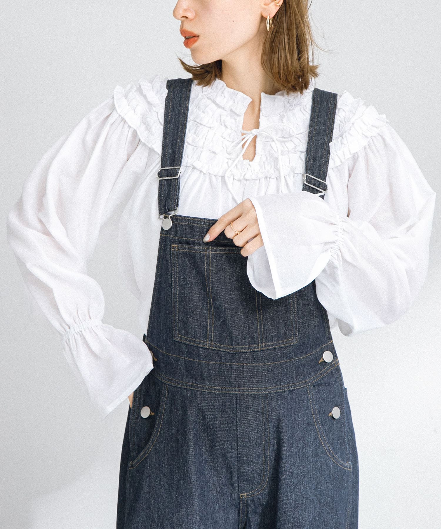 ミニフリル2wayチュニックブラウス