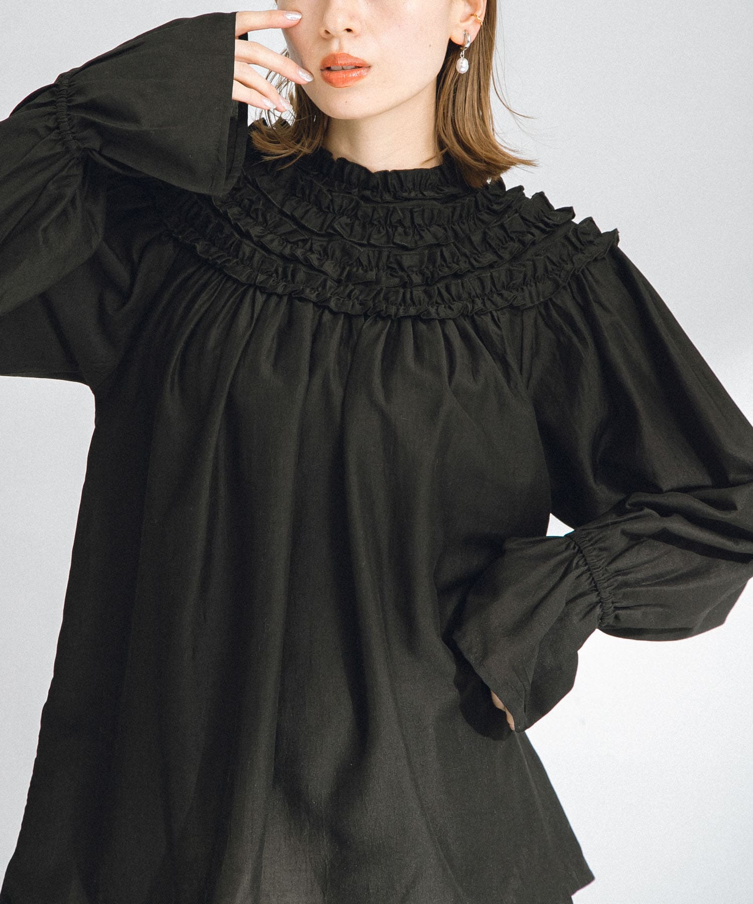 ミニフリル2wayチュニックブラウス