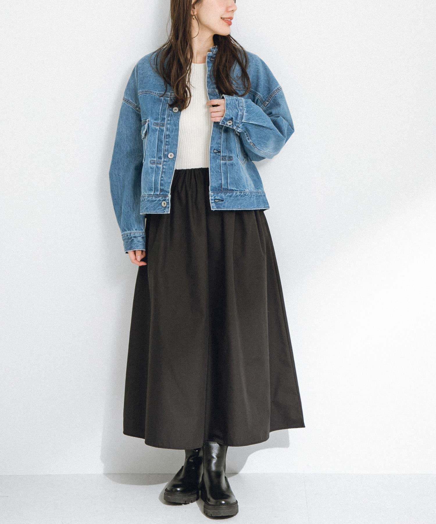 フレアカフニットドッキングワンピース