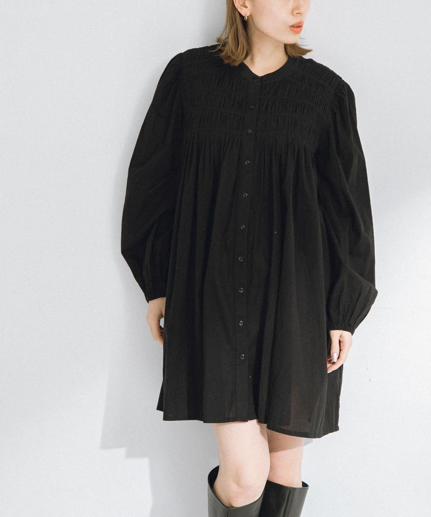 the virgins レザーチュニック ブラック eclaT style ブラックフォーマルチュニック | かぜとゆき
