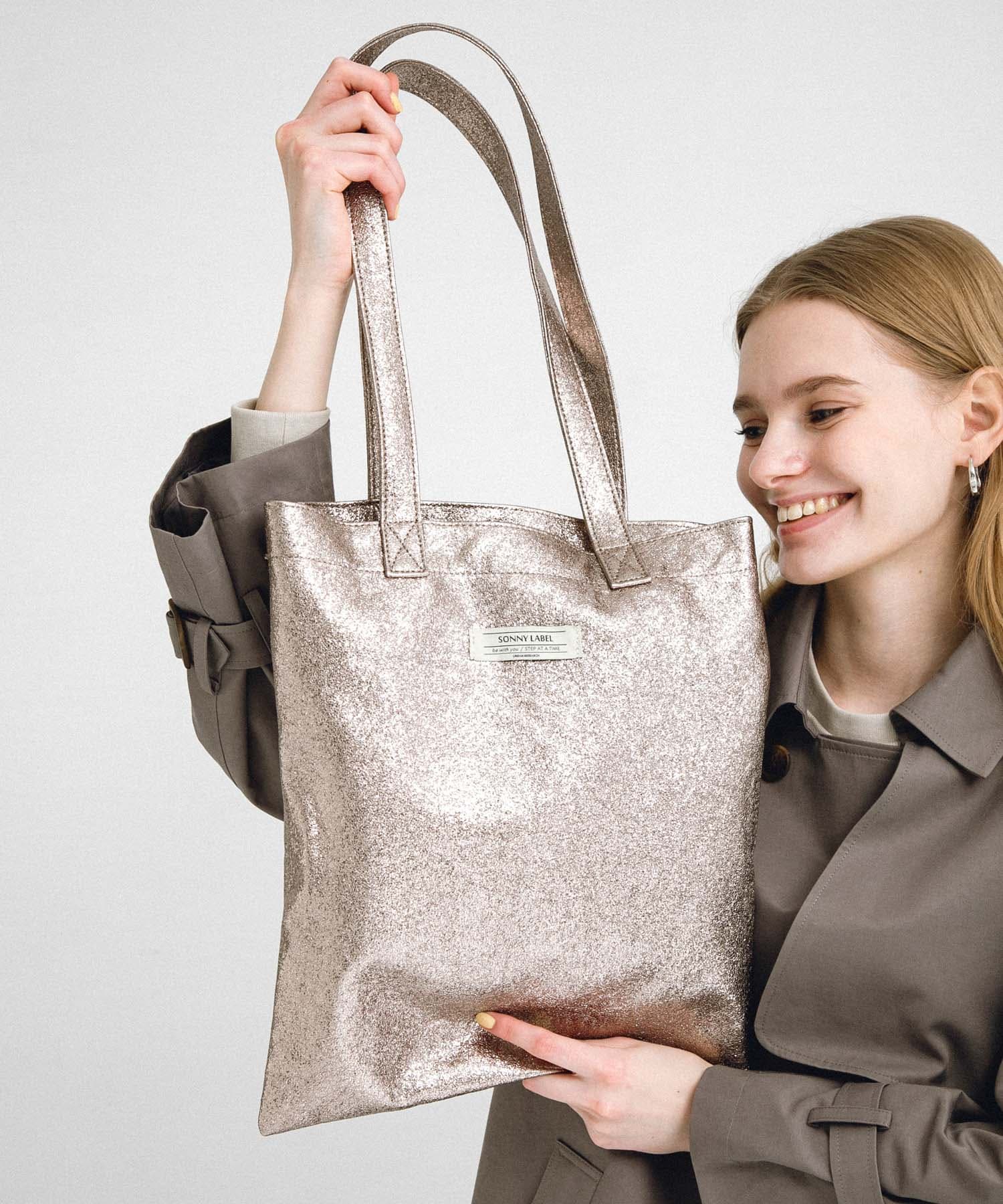 メタリックトートバッグ メタルベージュ one
