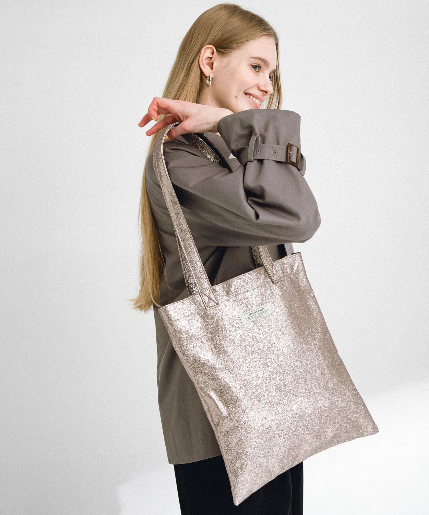 メタリックトートバッグ メタルベージュ one