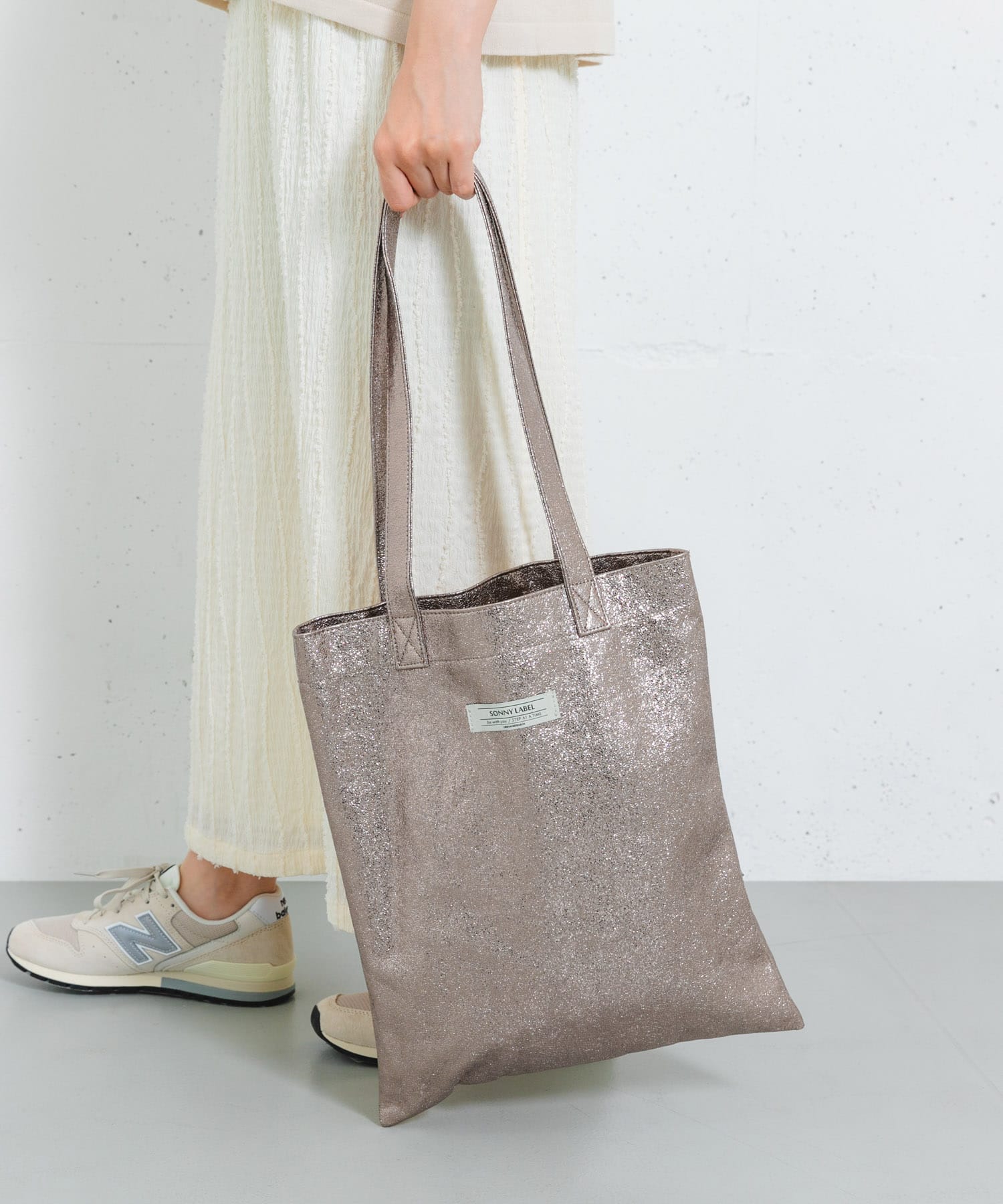 メタリックトートバッグ メタルベージュ one