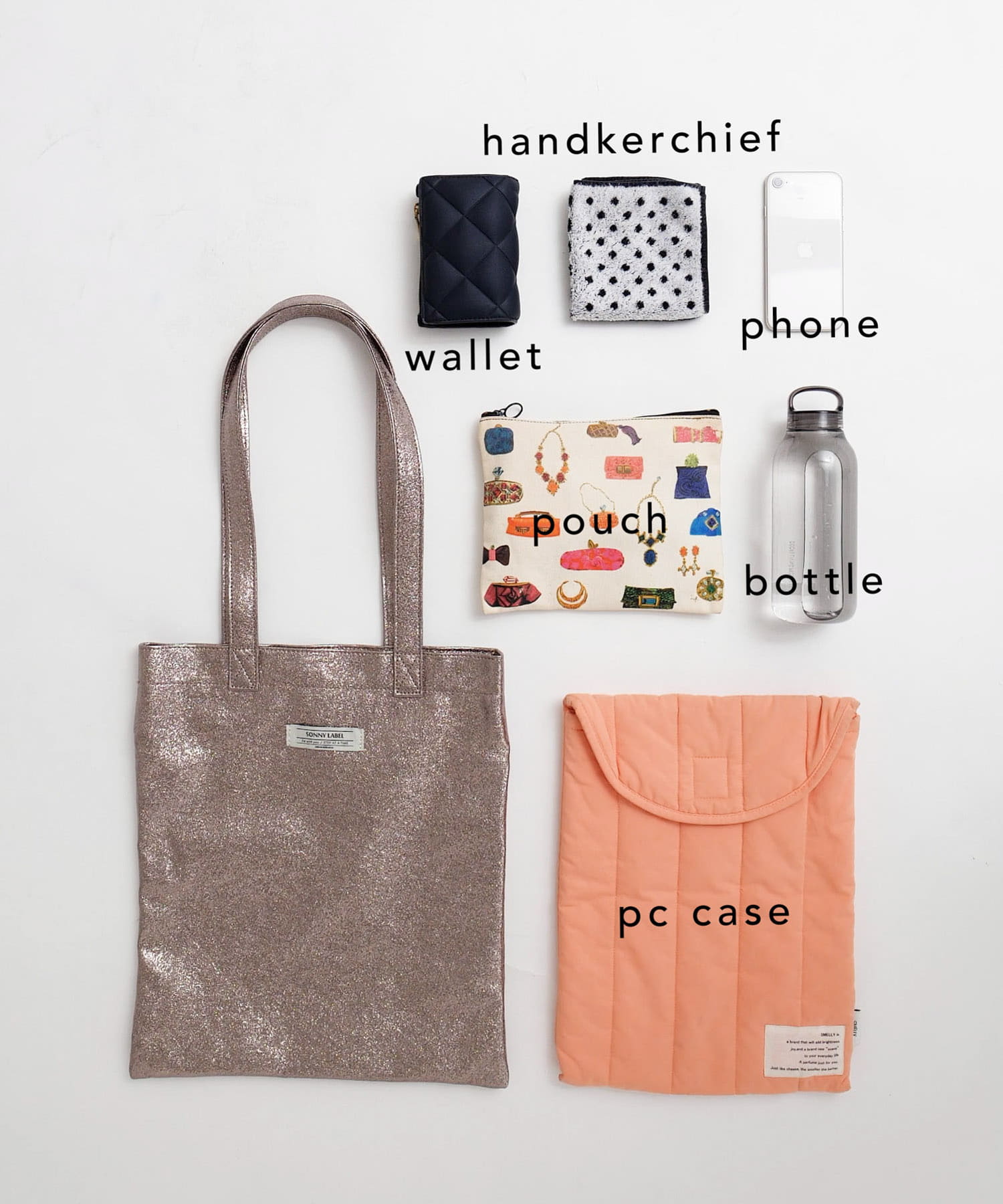 メタリックトートバッグ メタルベージュ one