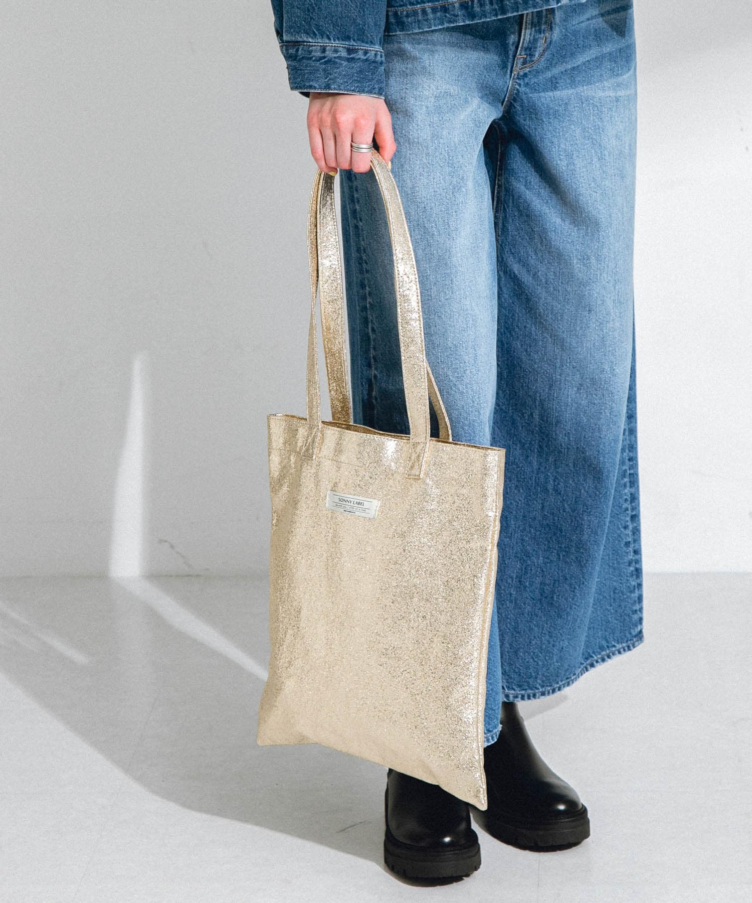 メタリックトートバッグ ゴールド one