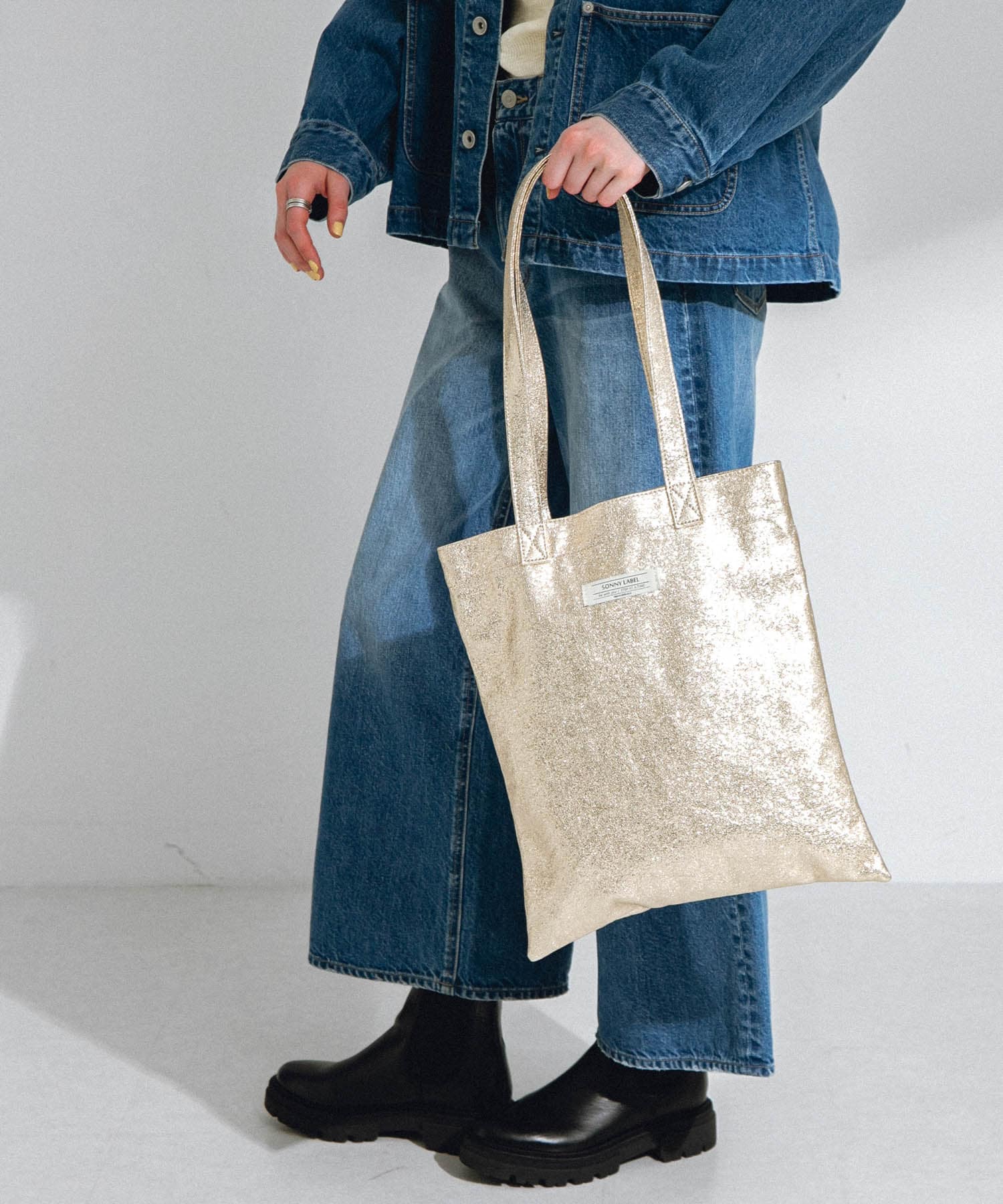 メタリックトートバッグ ゴールド one