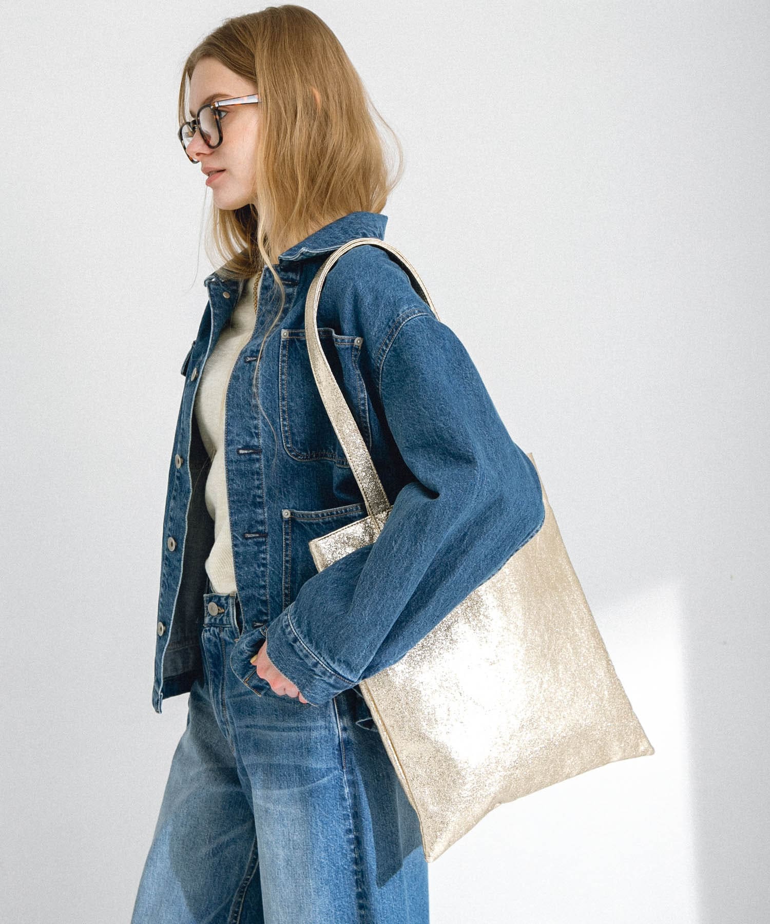 メタリックトートバッグ ゴールド one