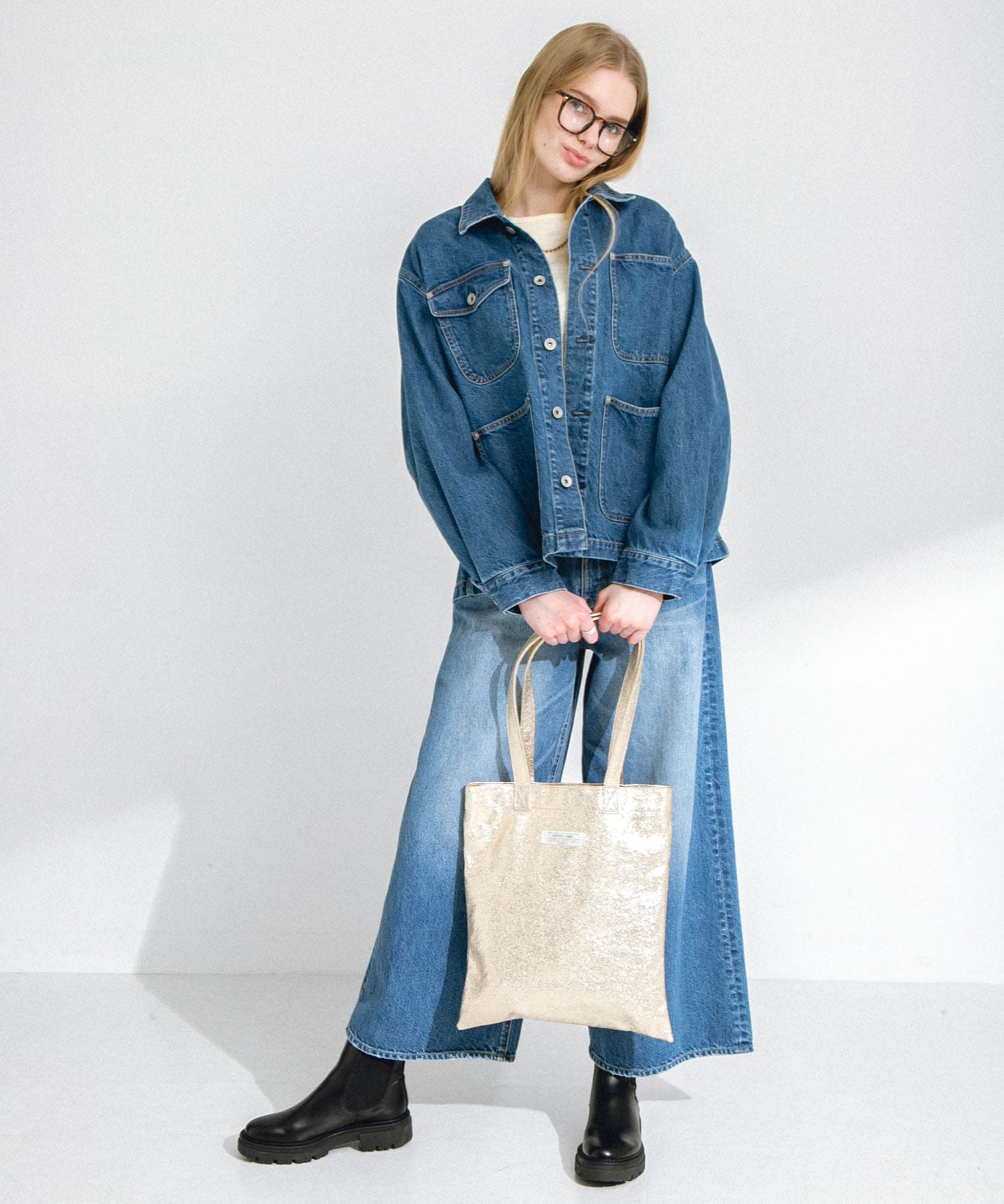 メタリックトートバッグ ゴールド one