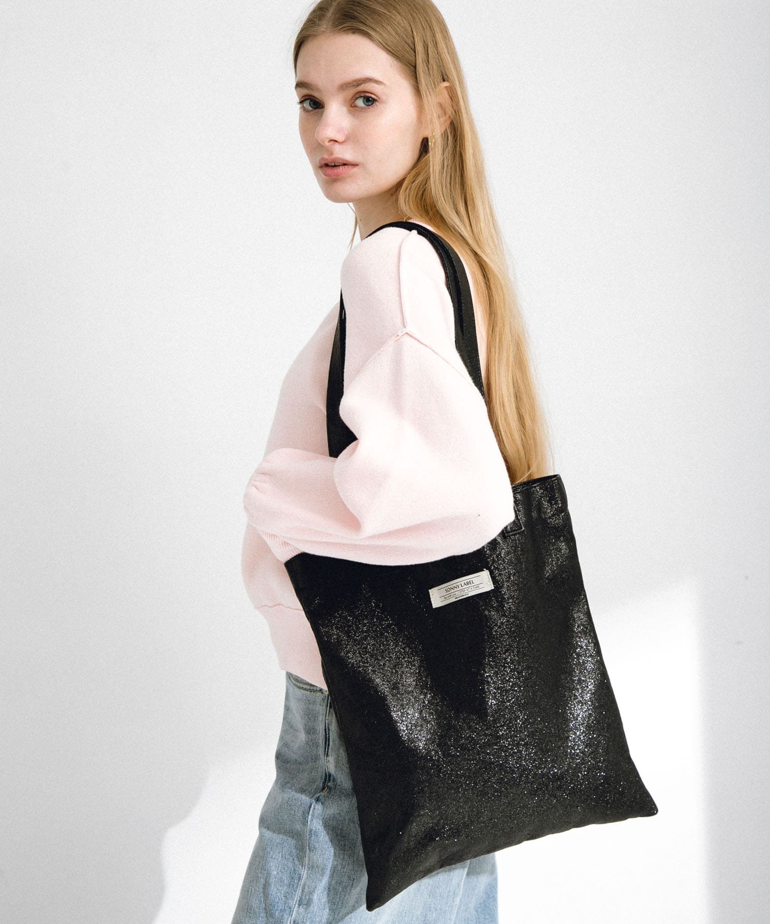 メタリックトートバッグ ブラック one