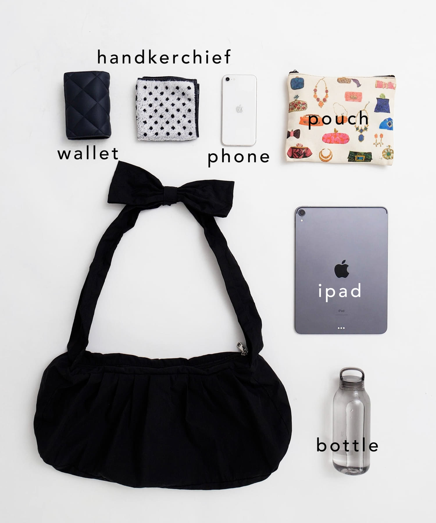 2WAYリボンショルダーバッグ ブラック one