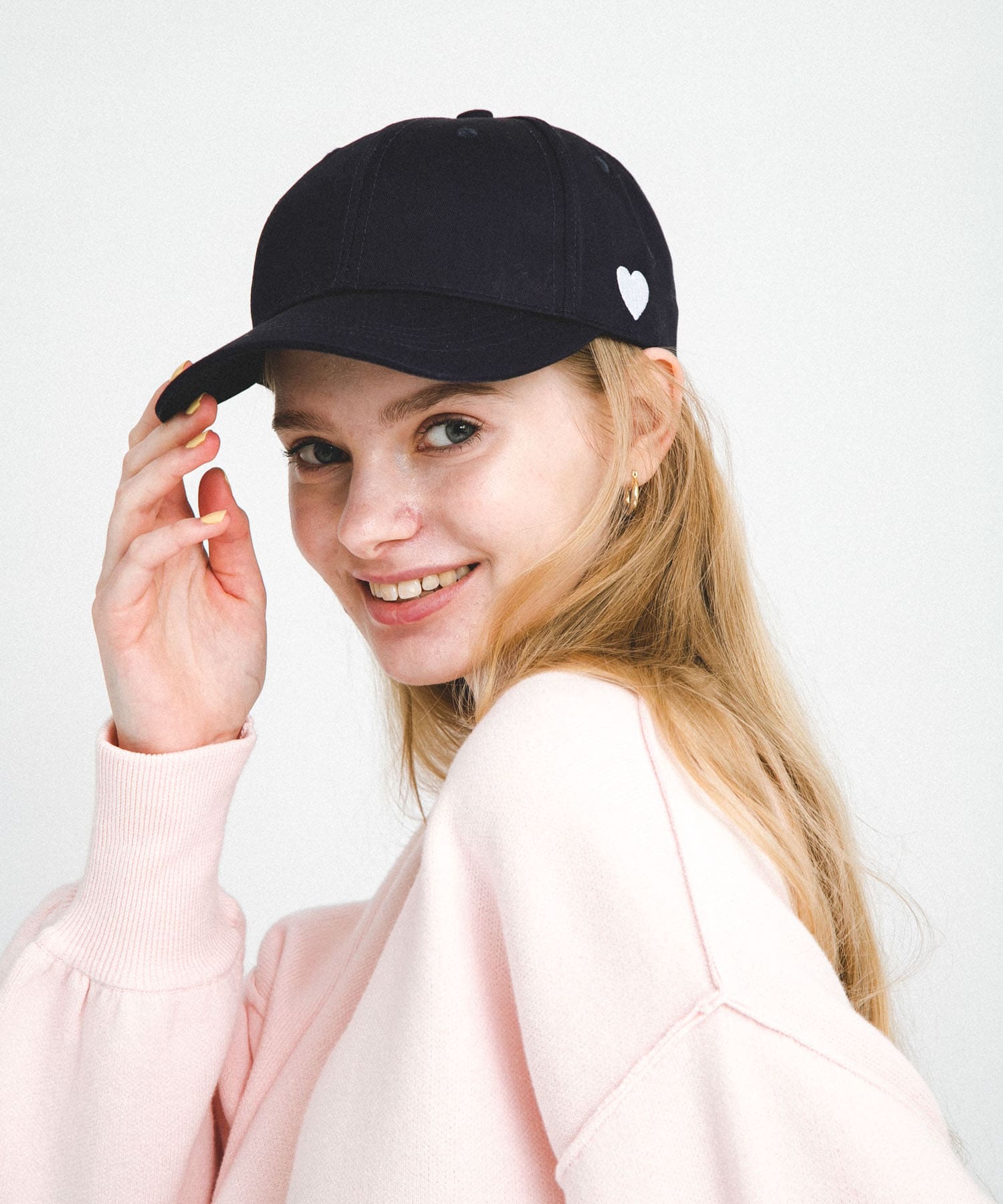 ハートモチーフ小顔CAP ネイビー one