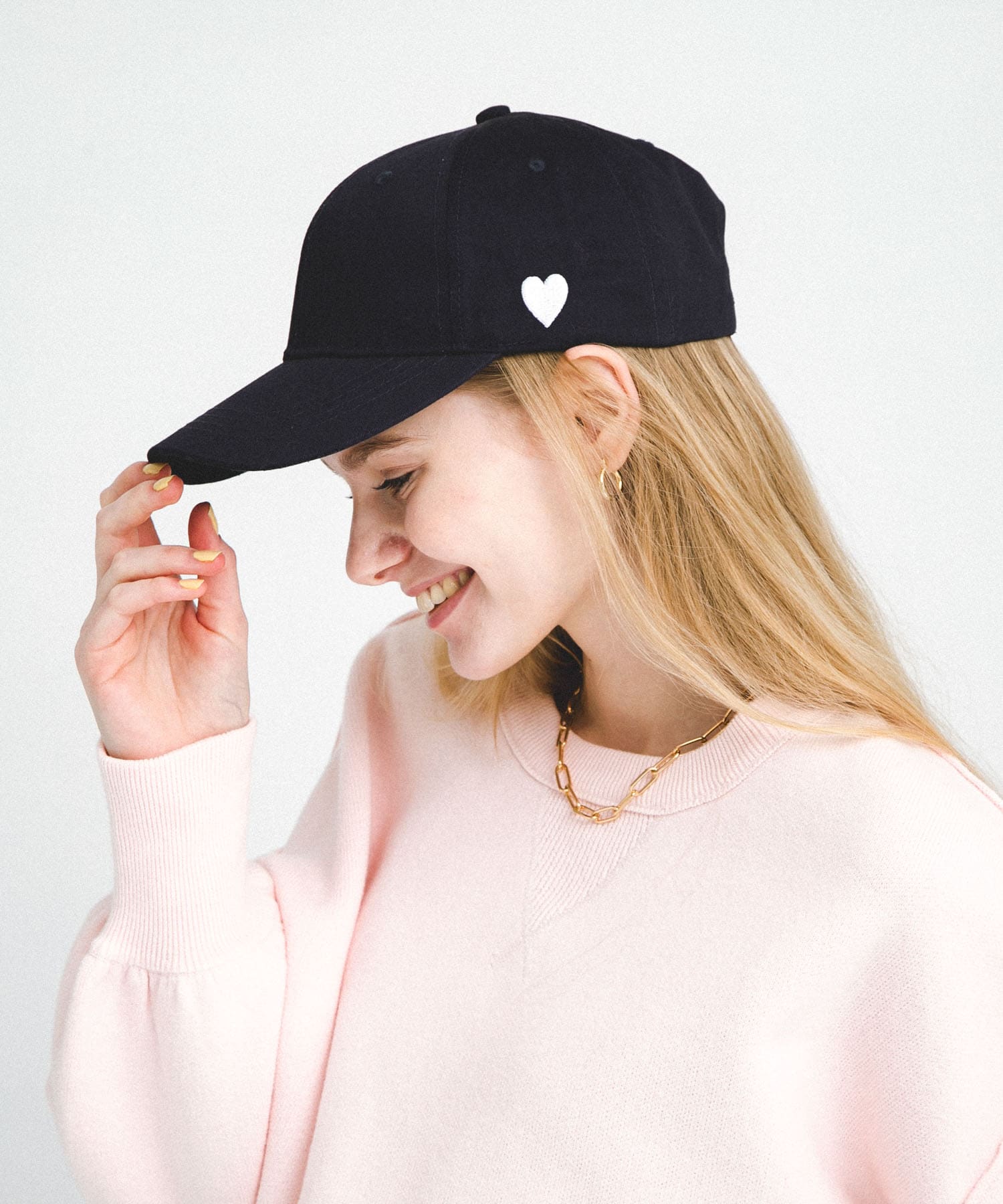 ハートモチーフ小顔CAP ネイビー one