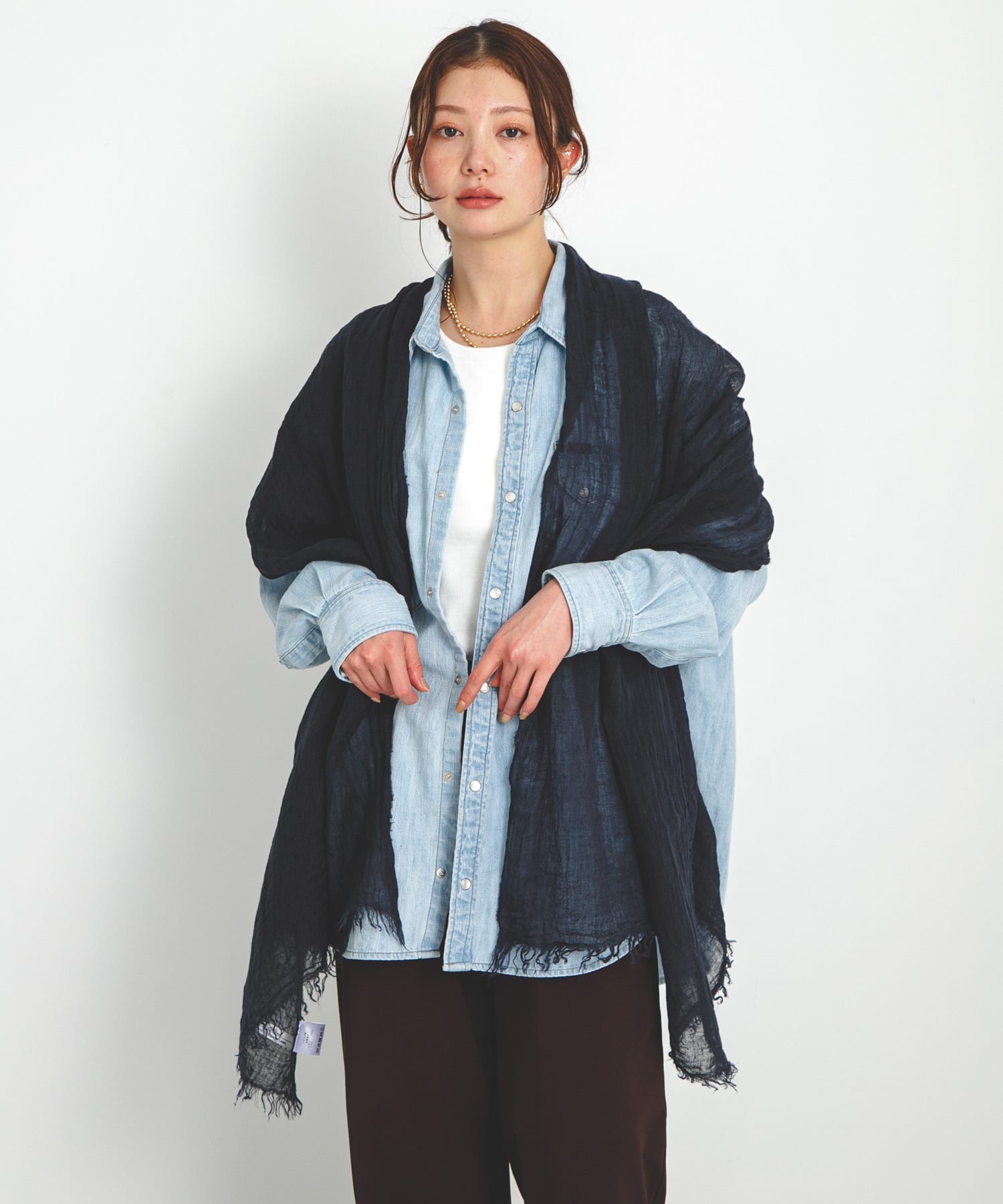 イタリア製リネンストール ネイビー one