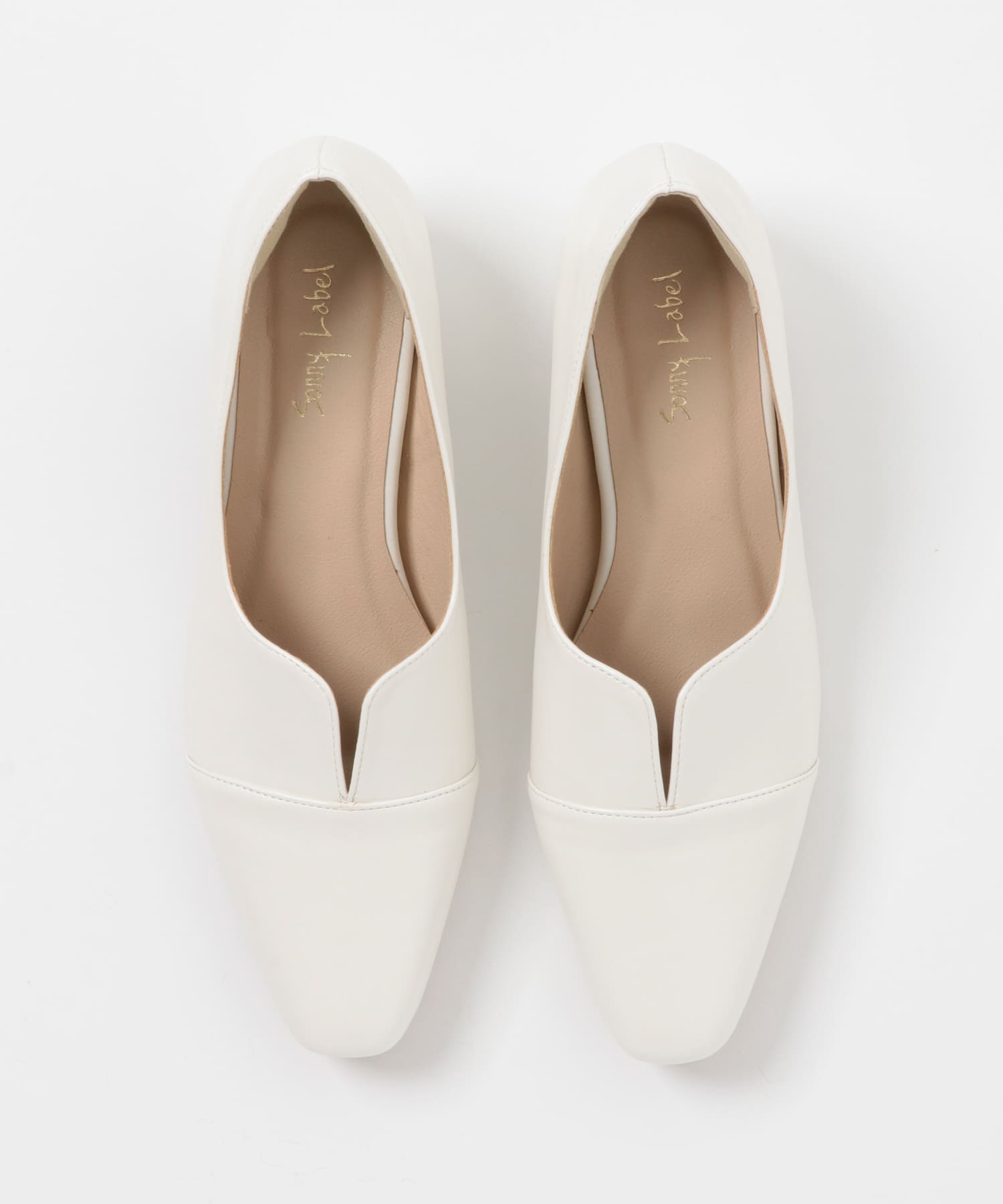 Vカットローヒールパンプス アイボリー S