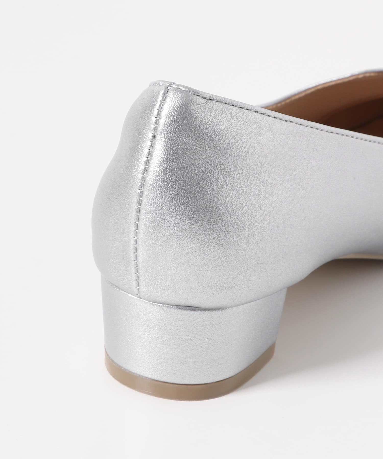 Vカットローヒールパンプス シルバー S