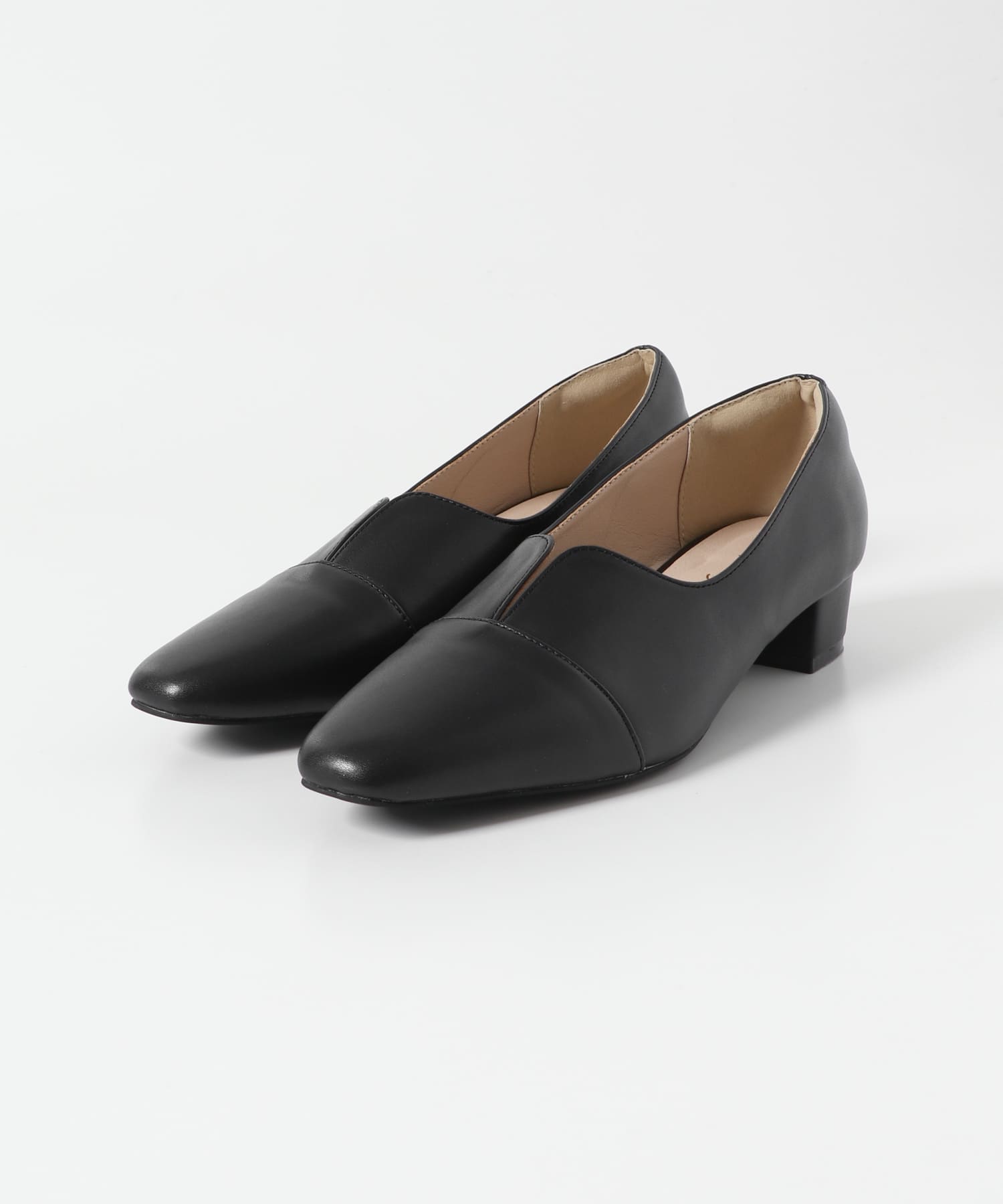 Vカットローヒールパンプス ブラック S