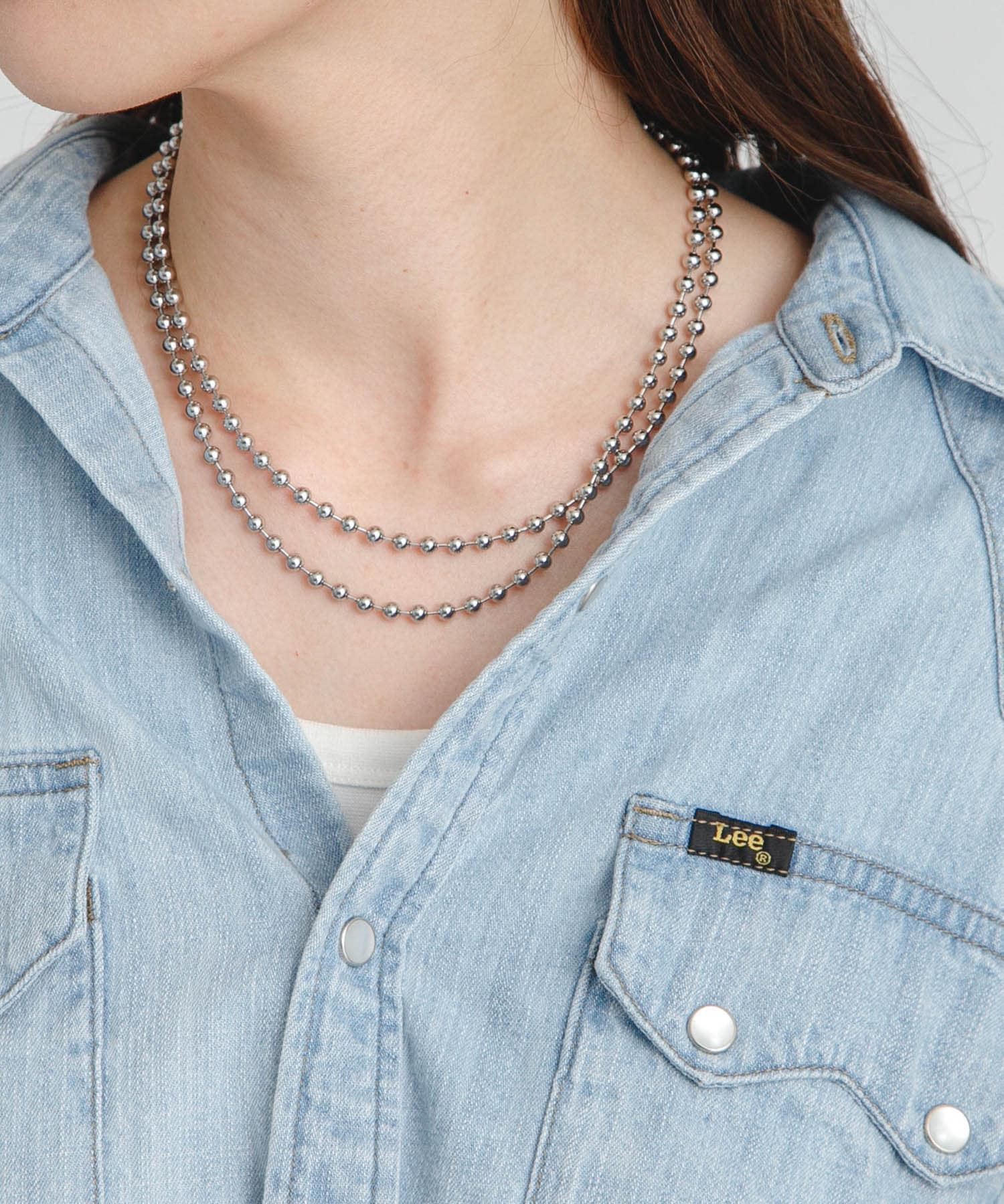 ロングボールチェーンネックレス シルバー one