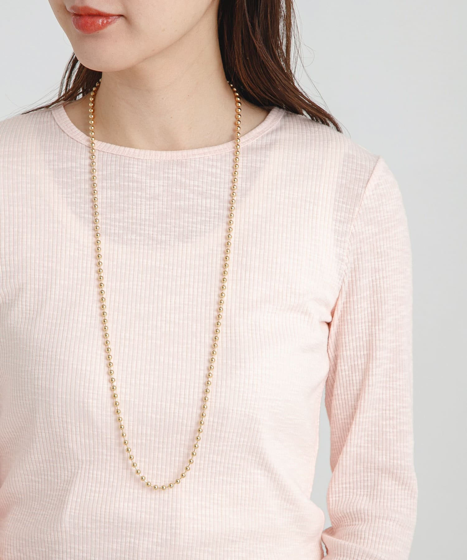 ロングボールチェーンネックレス ゴールド one
