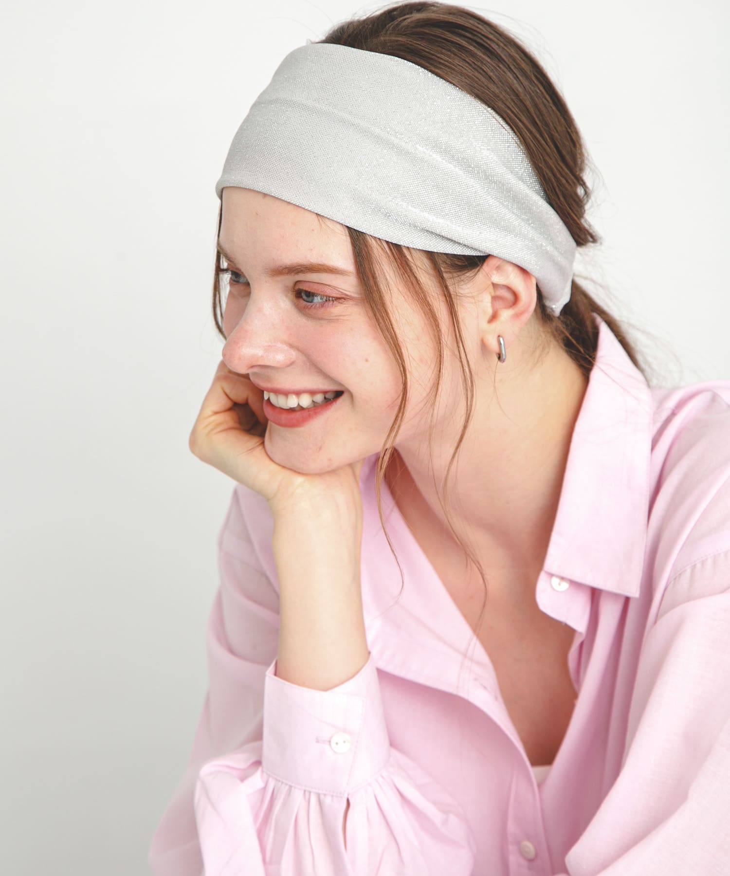 ラメヘアターバン グレー one