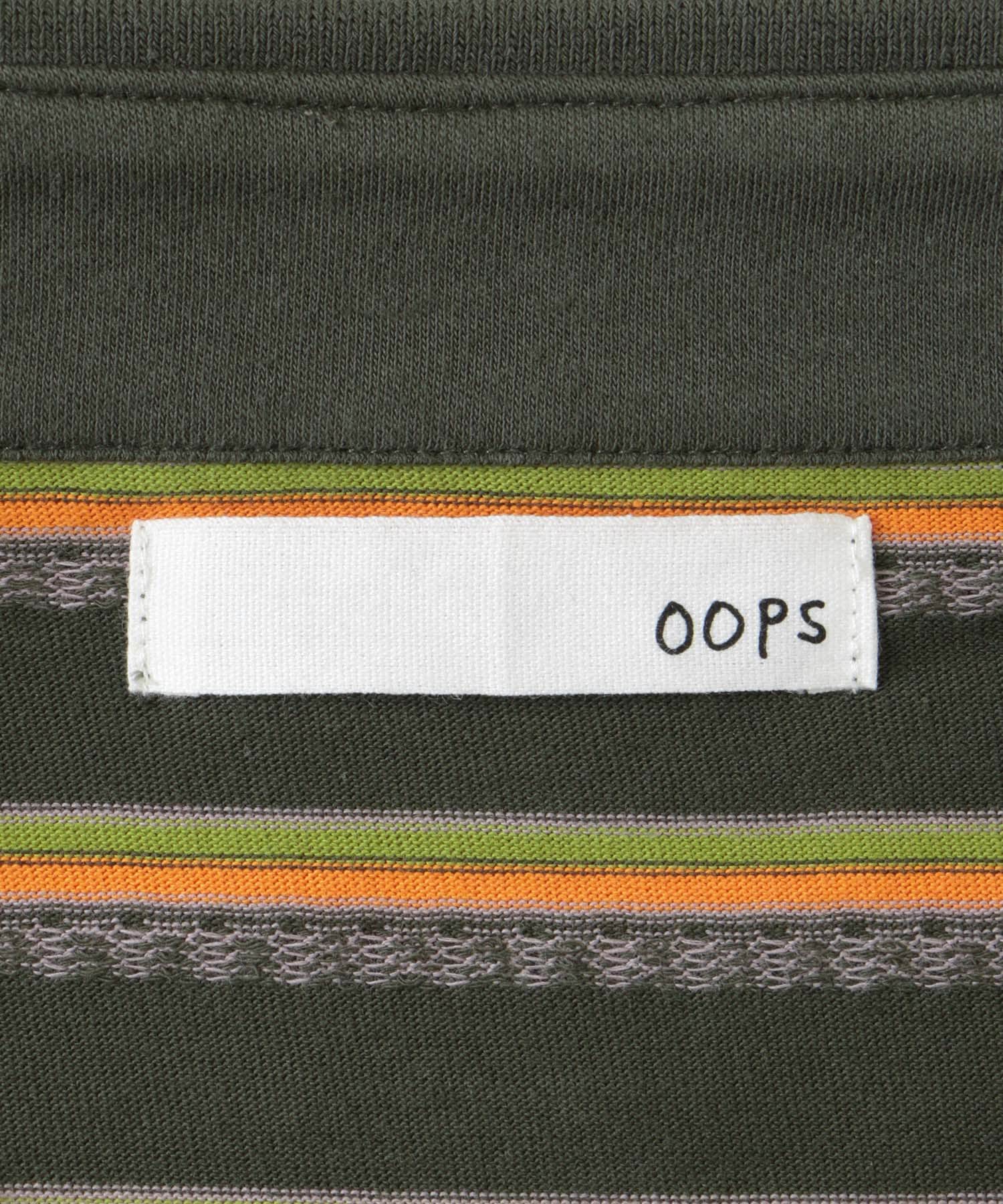 OOPS　接触冷感ボーダーポロシャツ KHAKI M