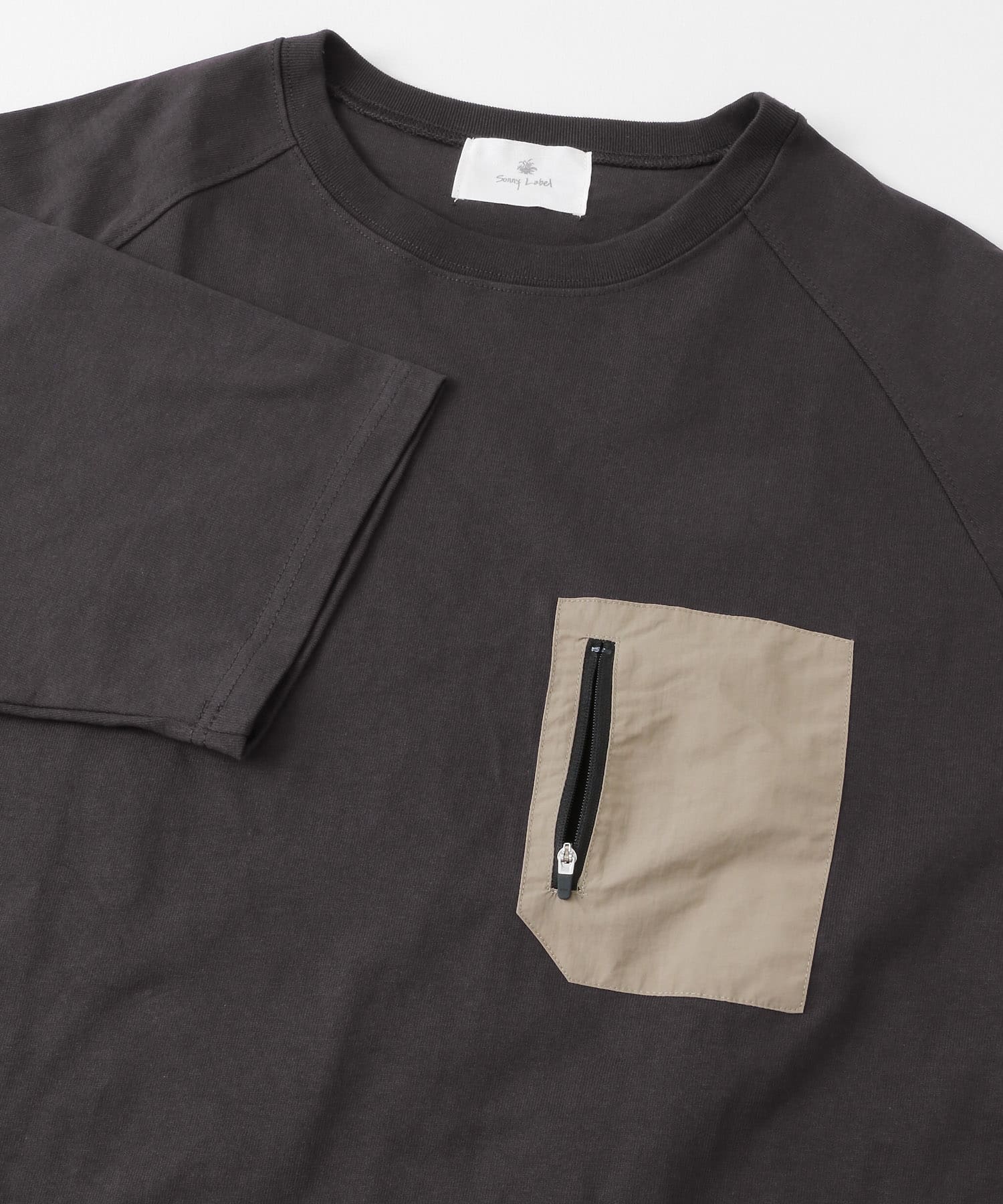 ナイロンポケット切替ハーフスリーブTシャツ チャコール M
