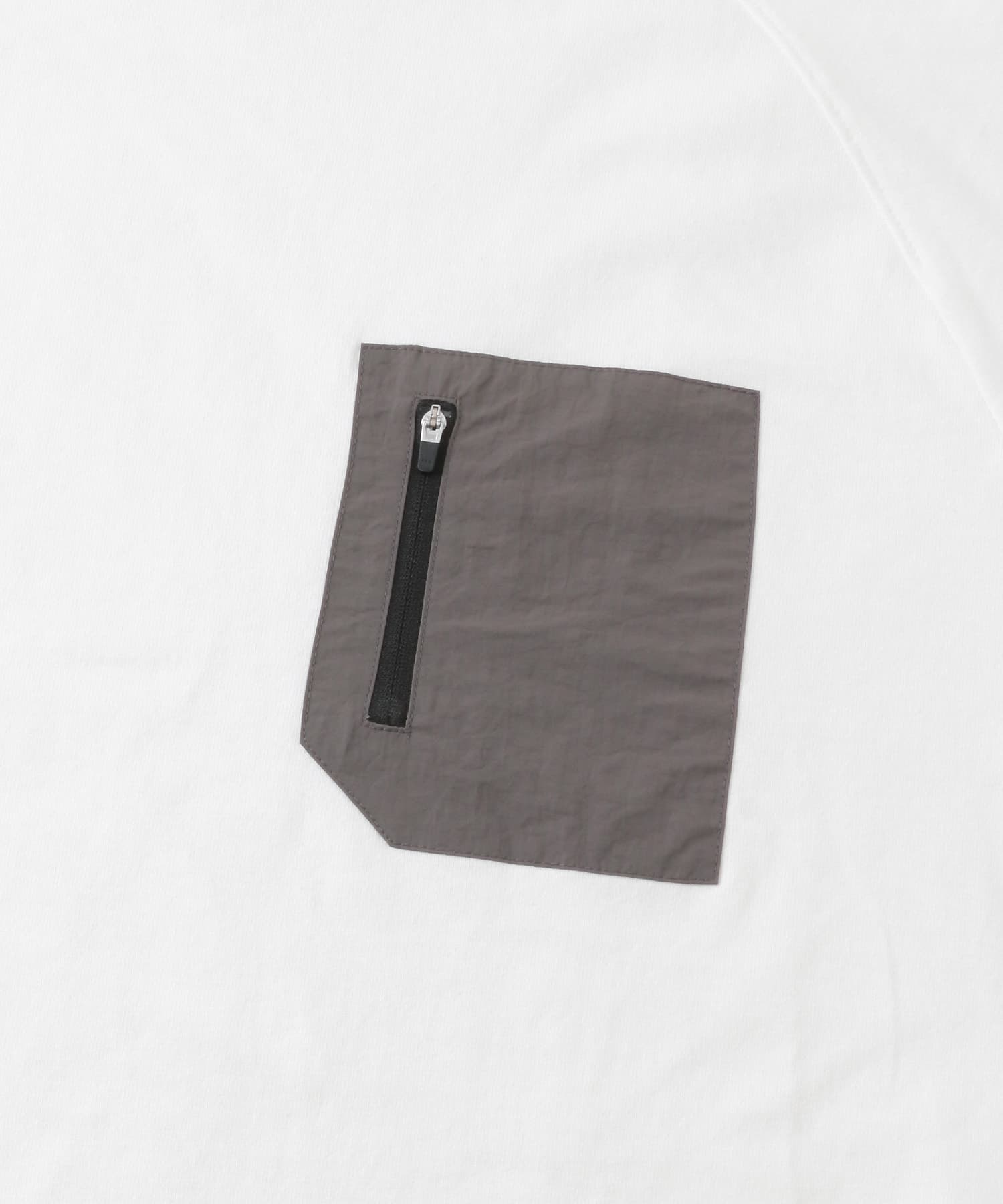 ナイロンポケット切替ハーフスリーブTシャツ ホワイト×グレー M