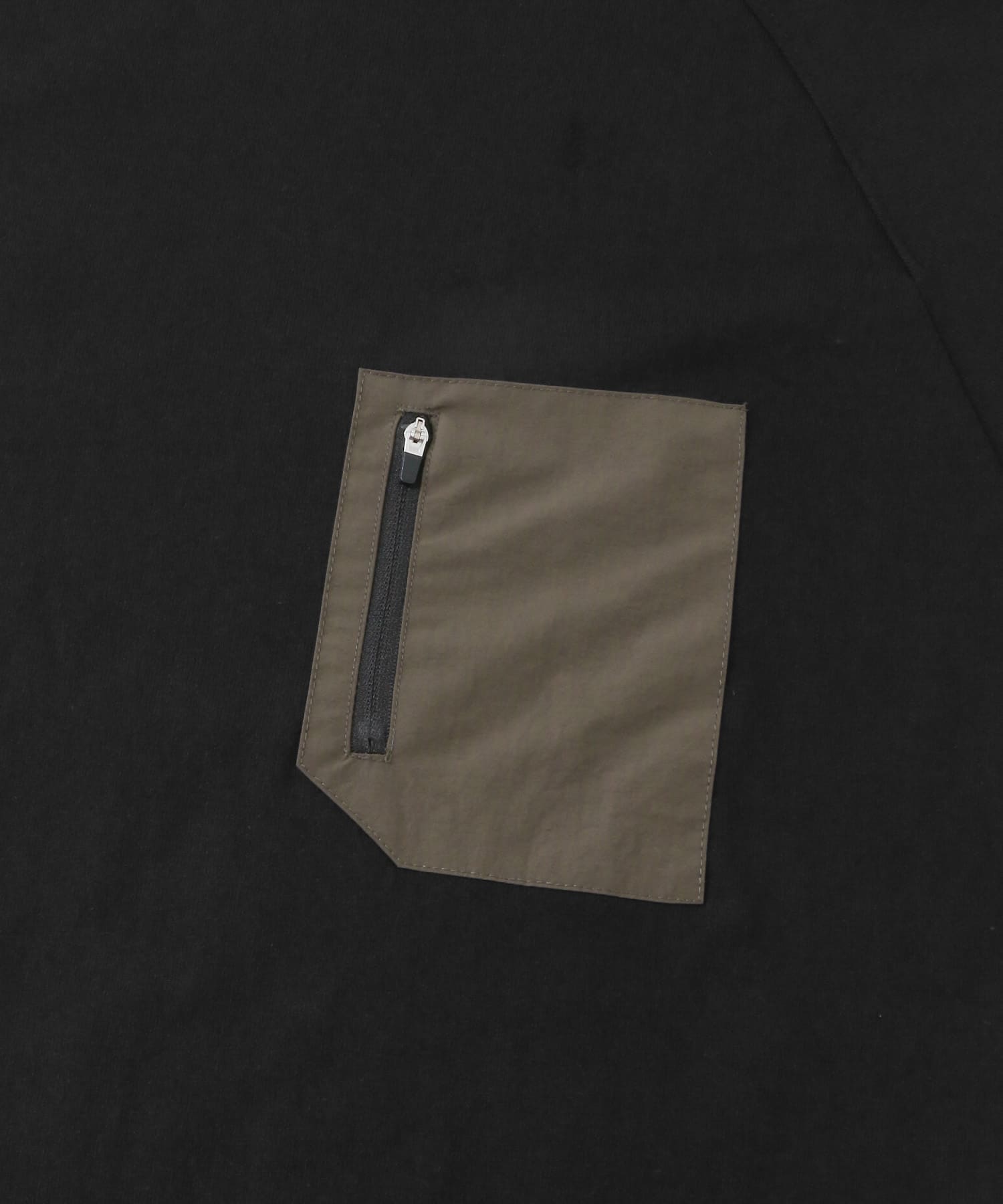 ナイロンポケット切替ハーフスリーブTシャツ ブラック M
