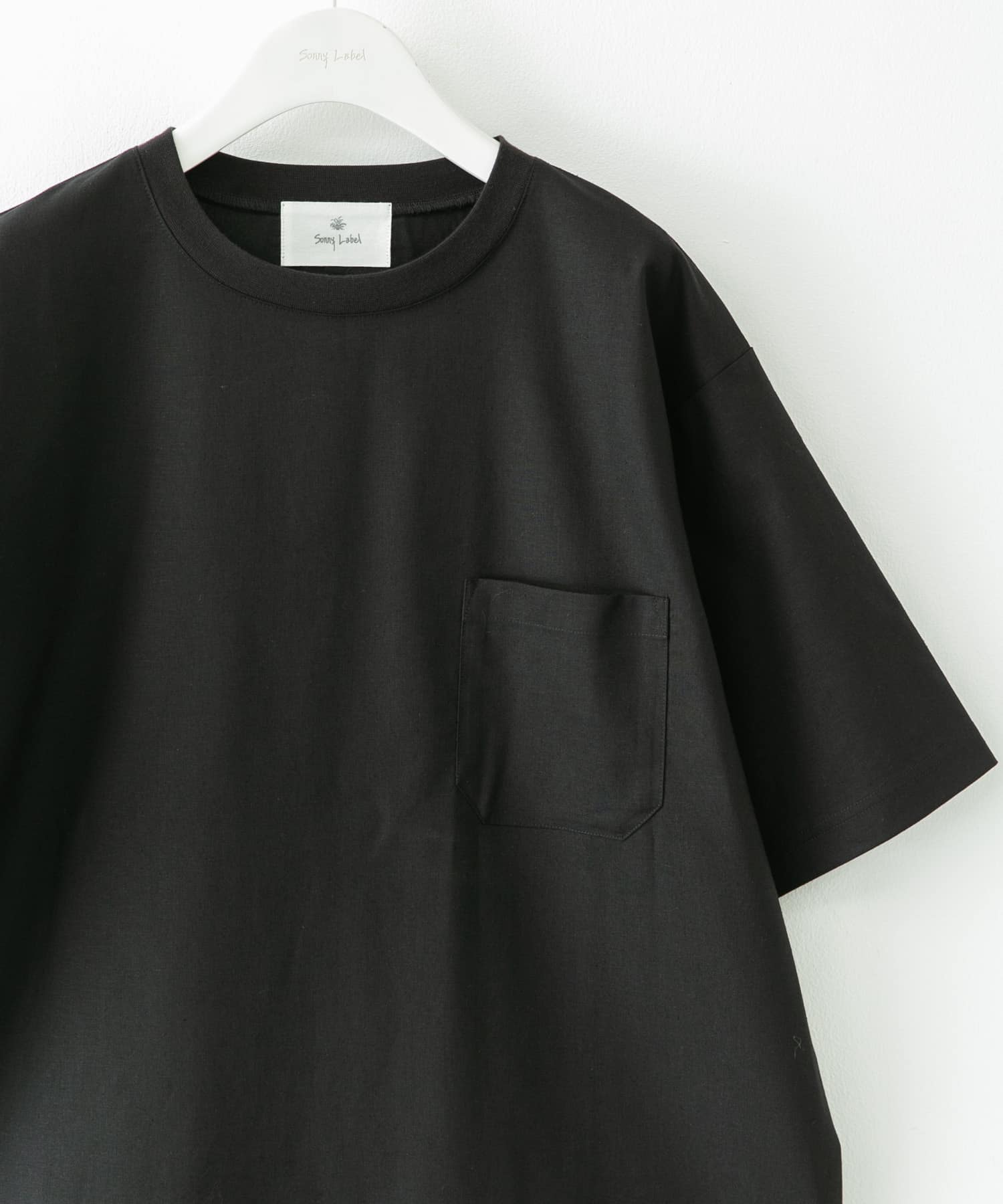 『接触冷感/イージーケア』リネン混ショートスリーブTシャツ ブラック M