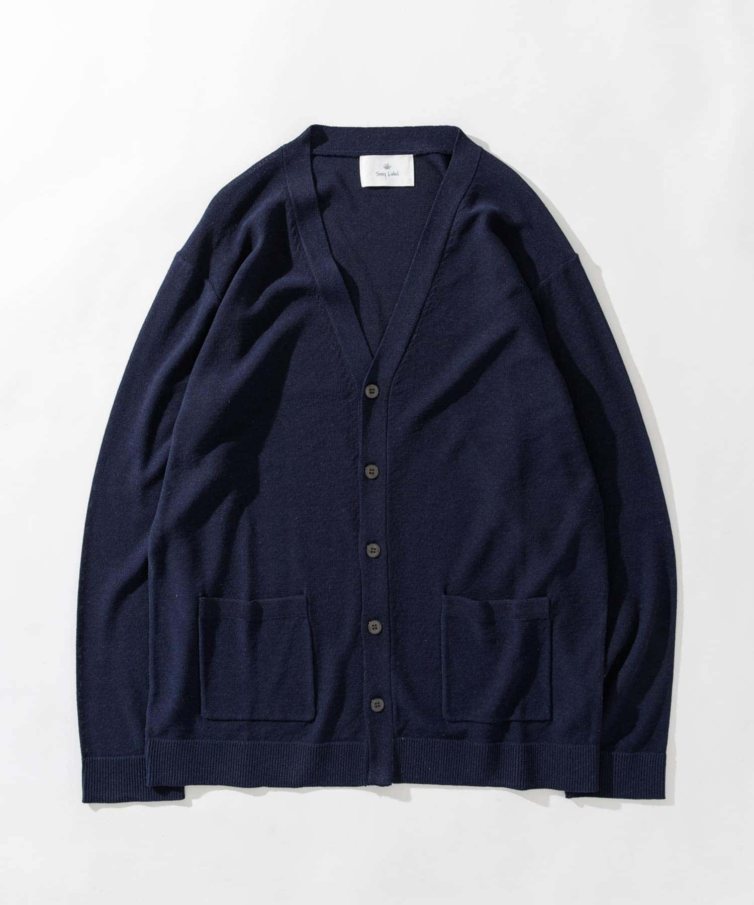 リネン混ニットカーディガン ネイビー M