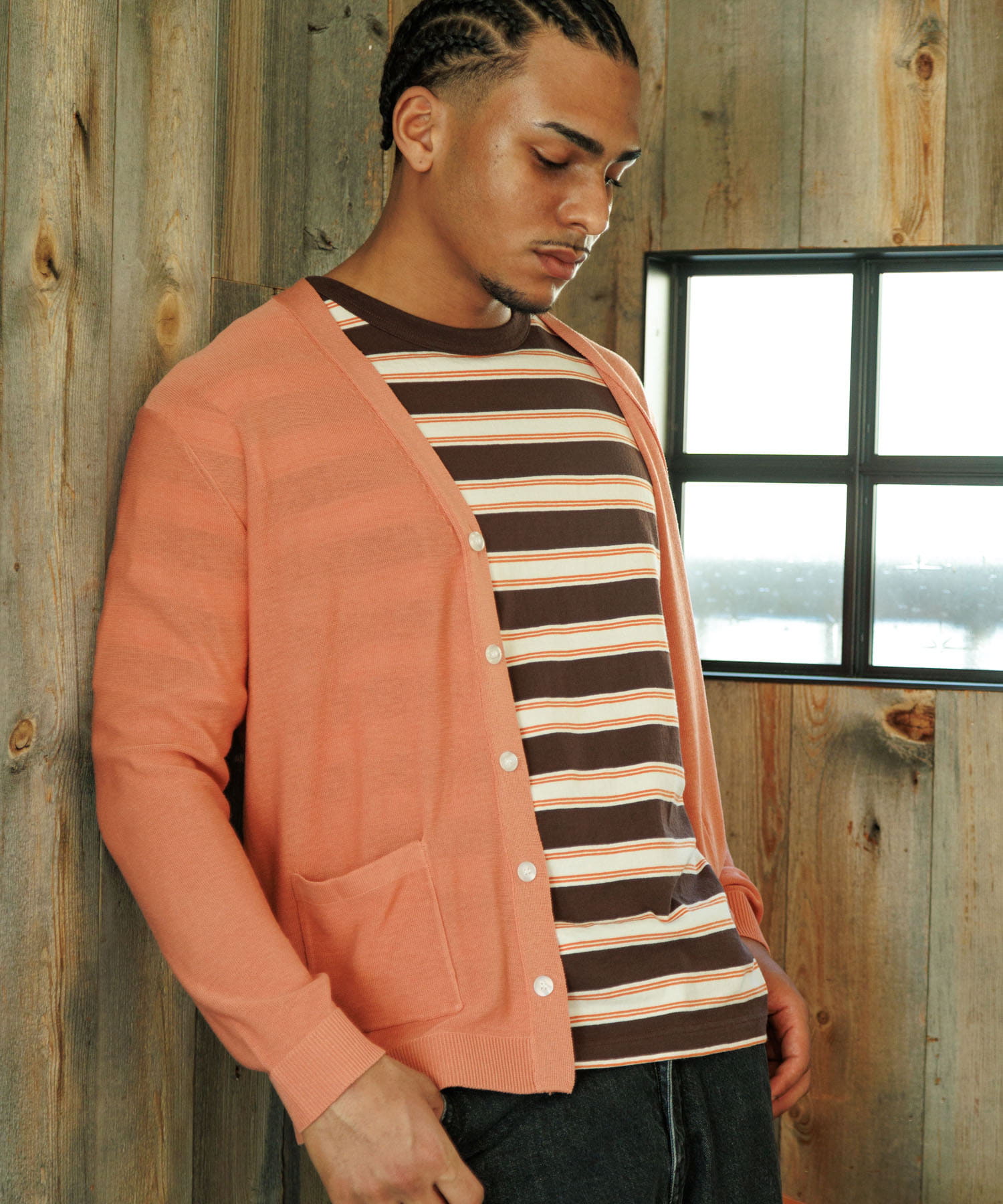 リネン混ニットカーディガン