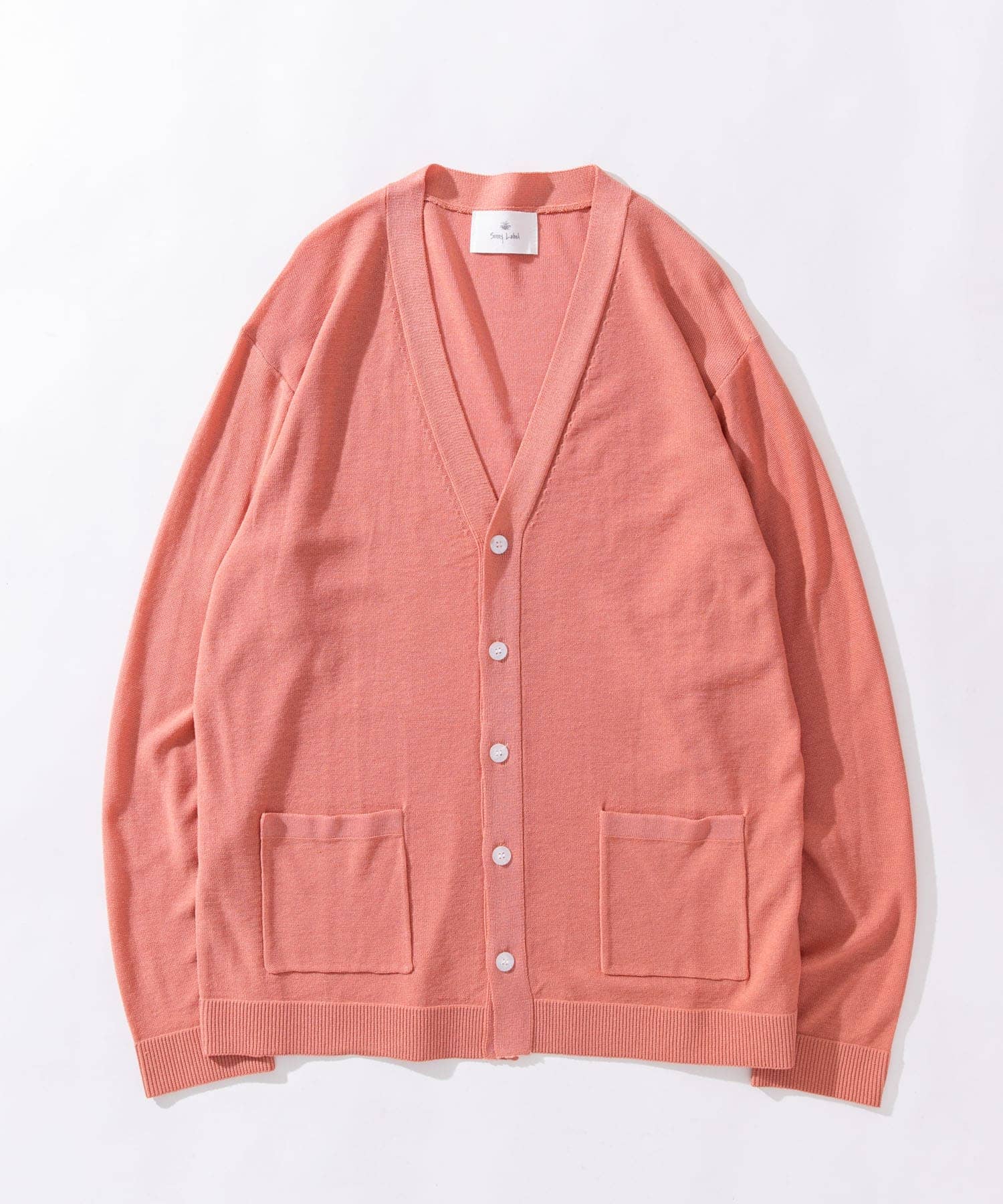 リネン混ニットカーディガン ピンク L