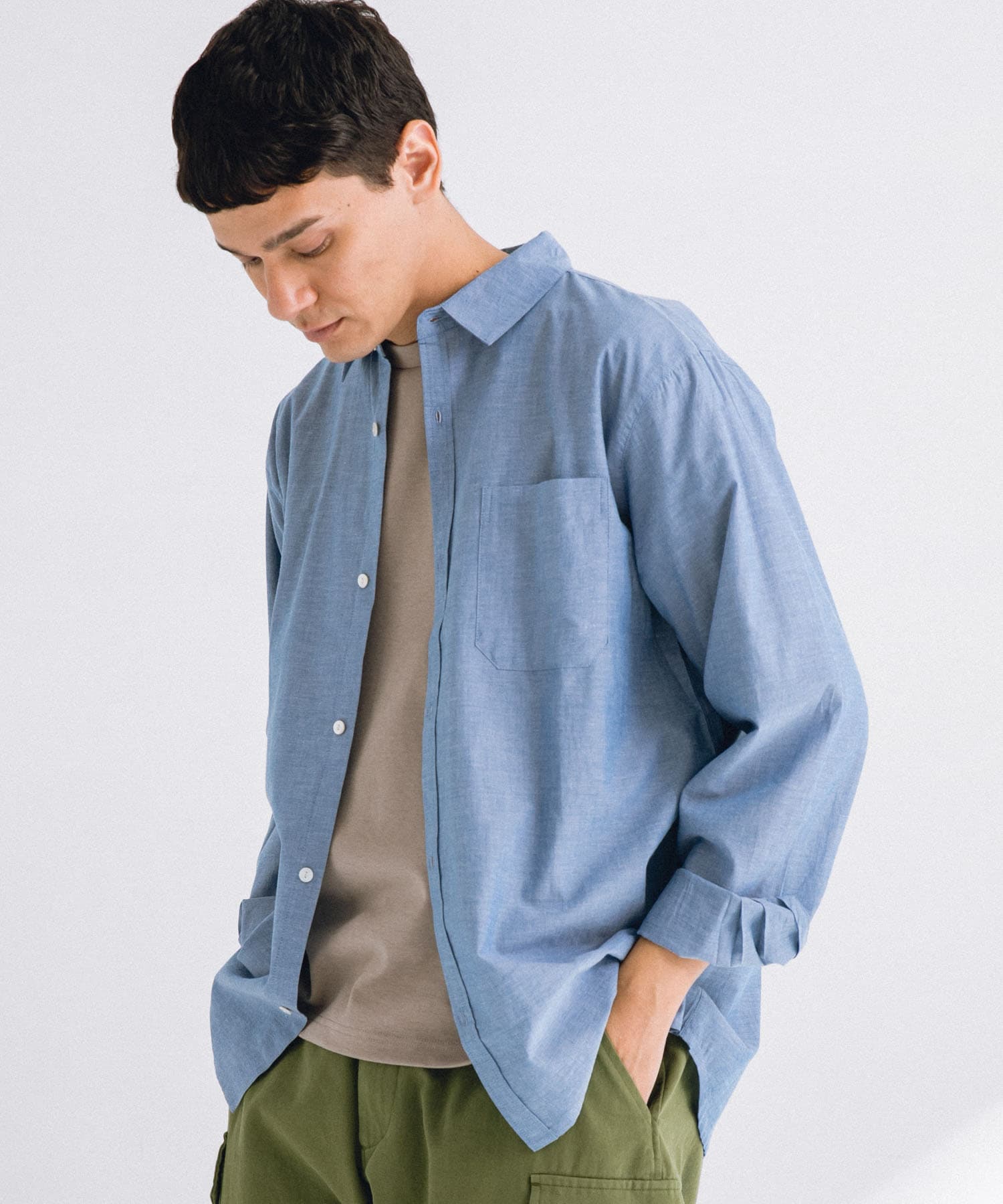 コットンシャンブレーシャツ